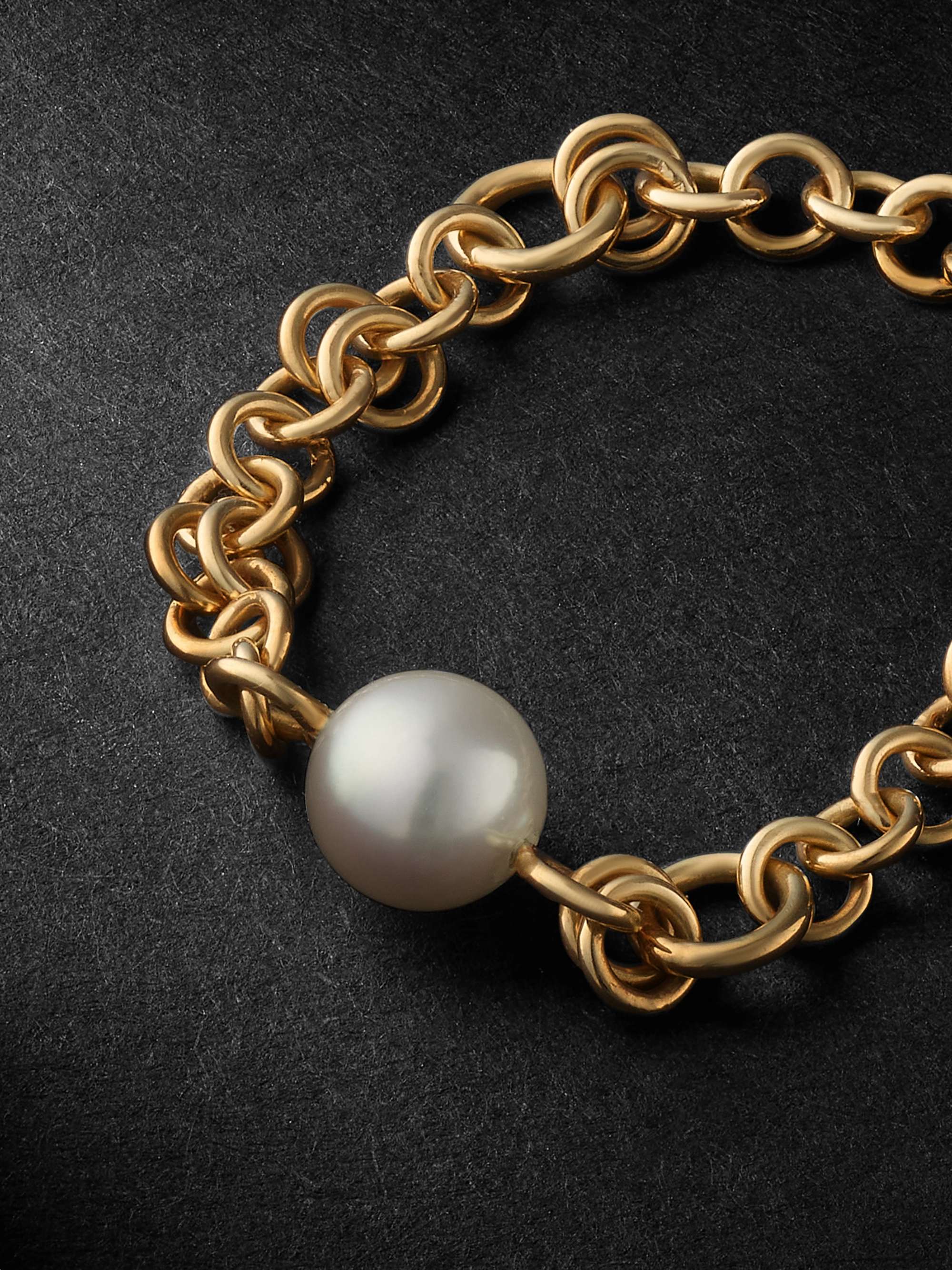 SPINELLI KILCOLLIN Akoya Gravity Pearl 18-Karat Gold Chain Ring