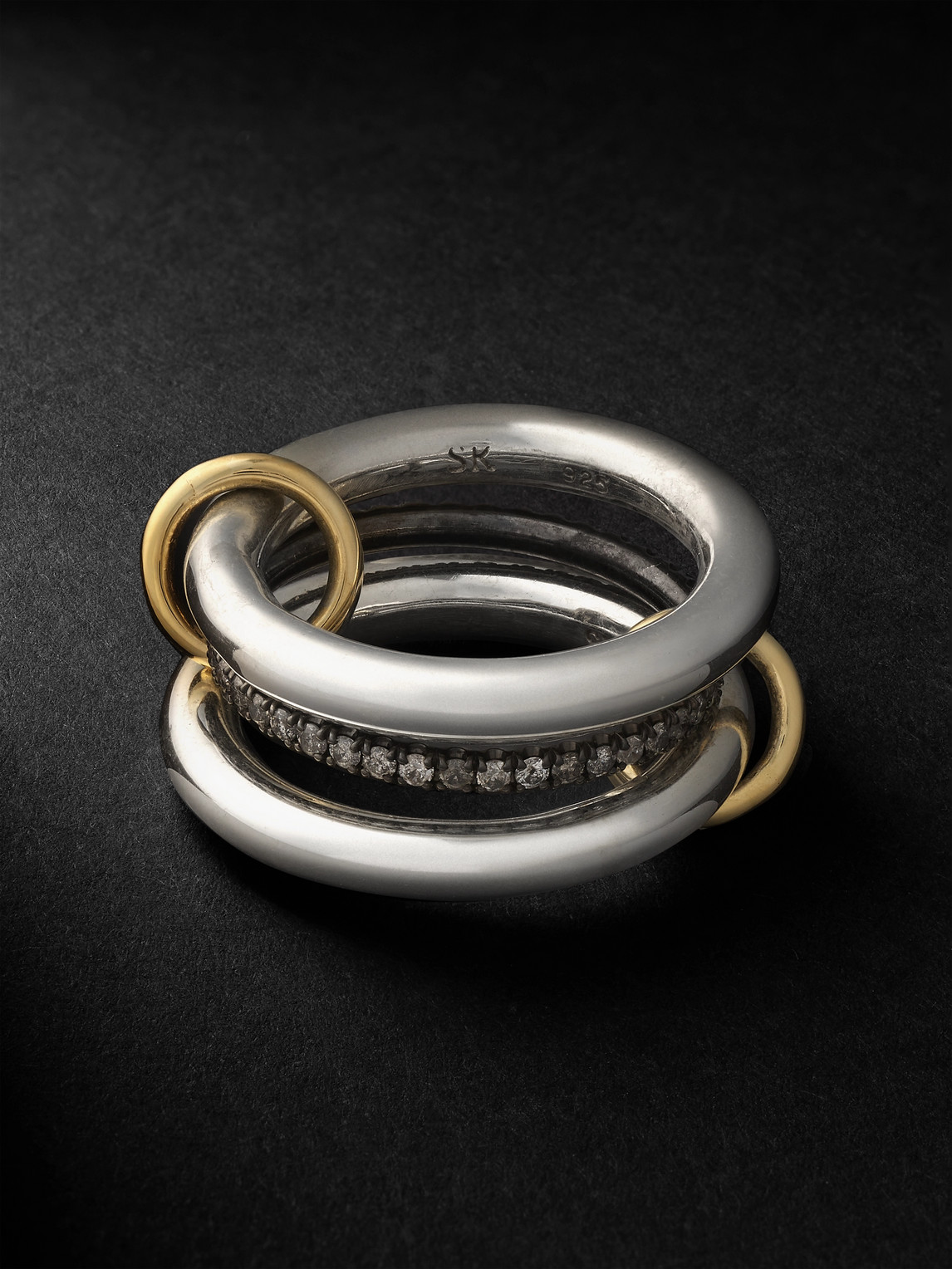 Shop Spinelli Kilcollin Libra Gris Silver, Gold And Diamond Ring