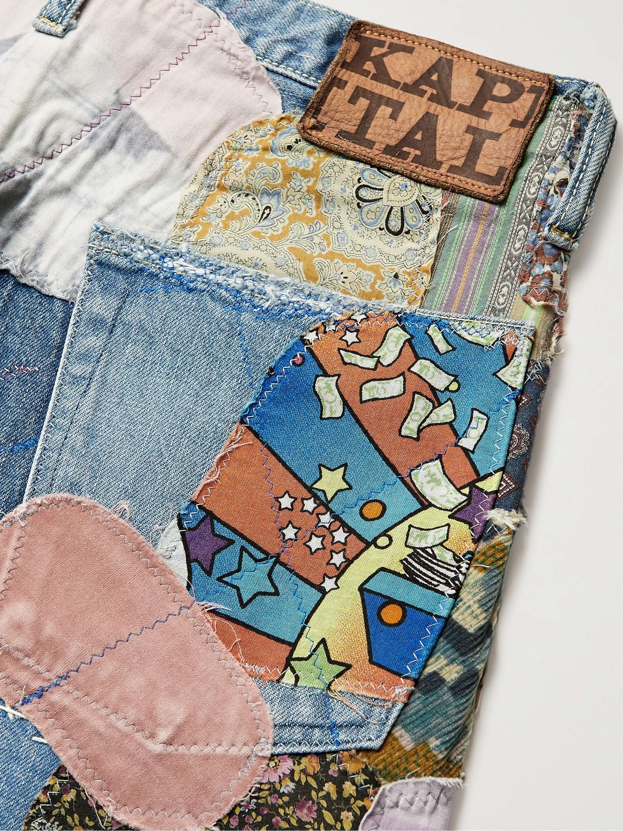 KAPITAL Flared Distressed Embellished Jeans