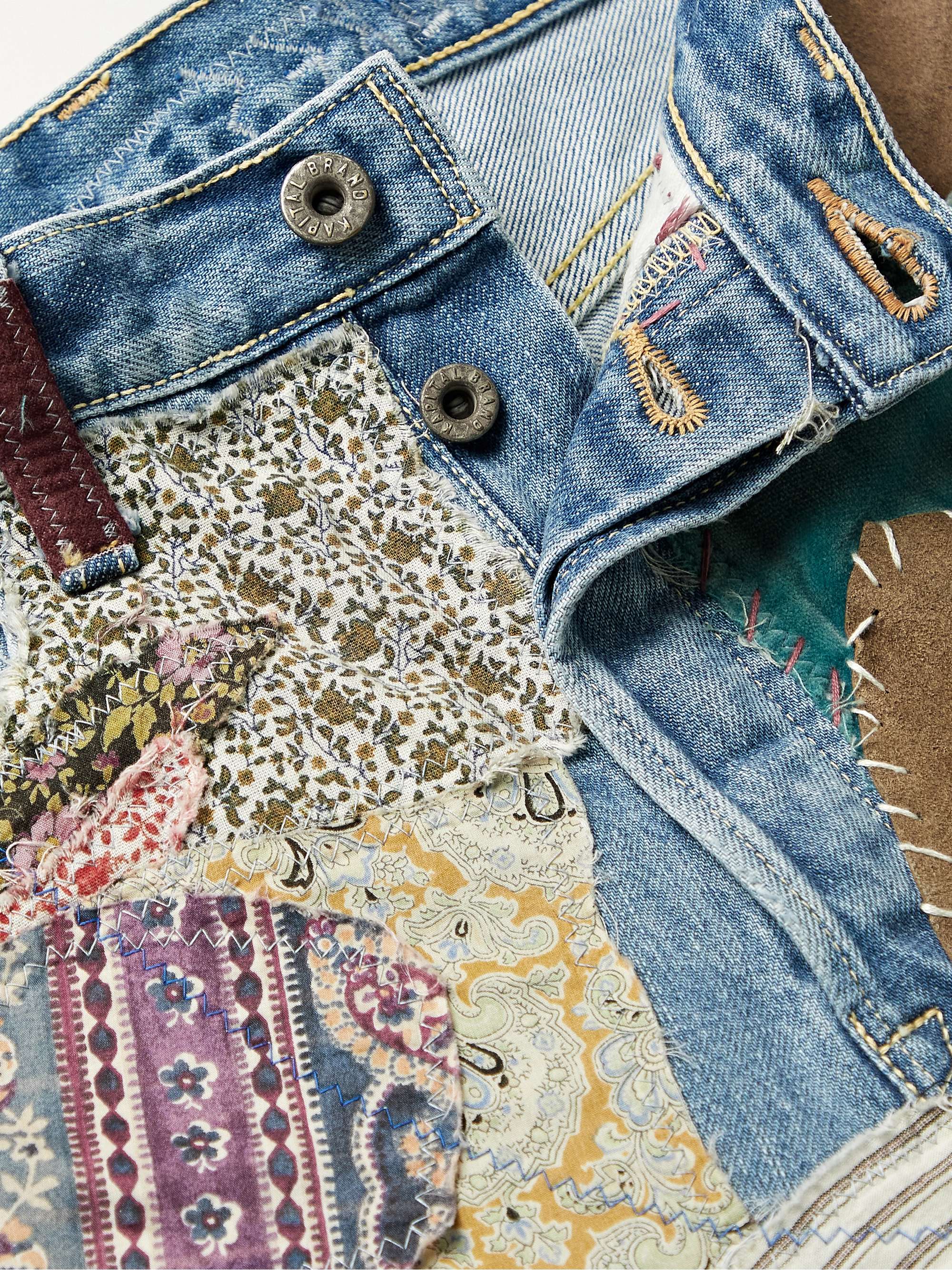 KAPITAL Flared Distressed Embellished Jeans