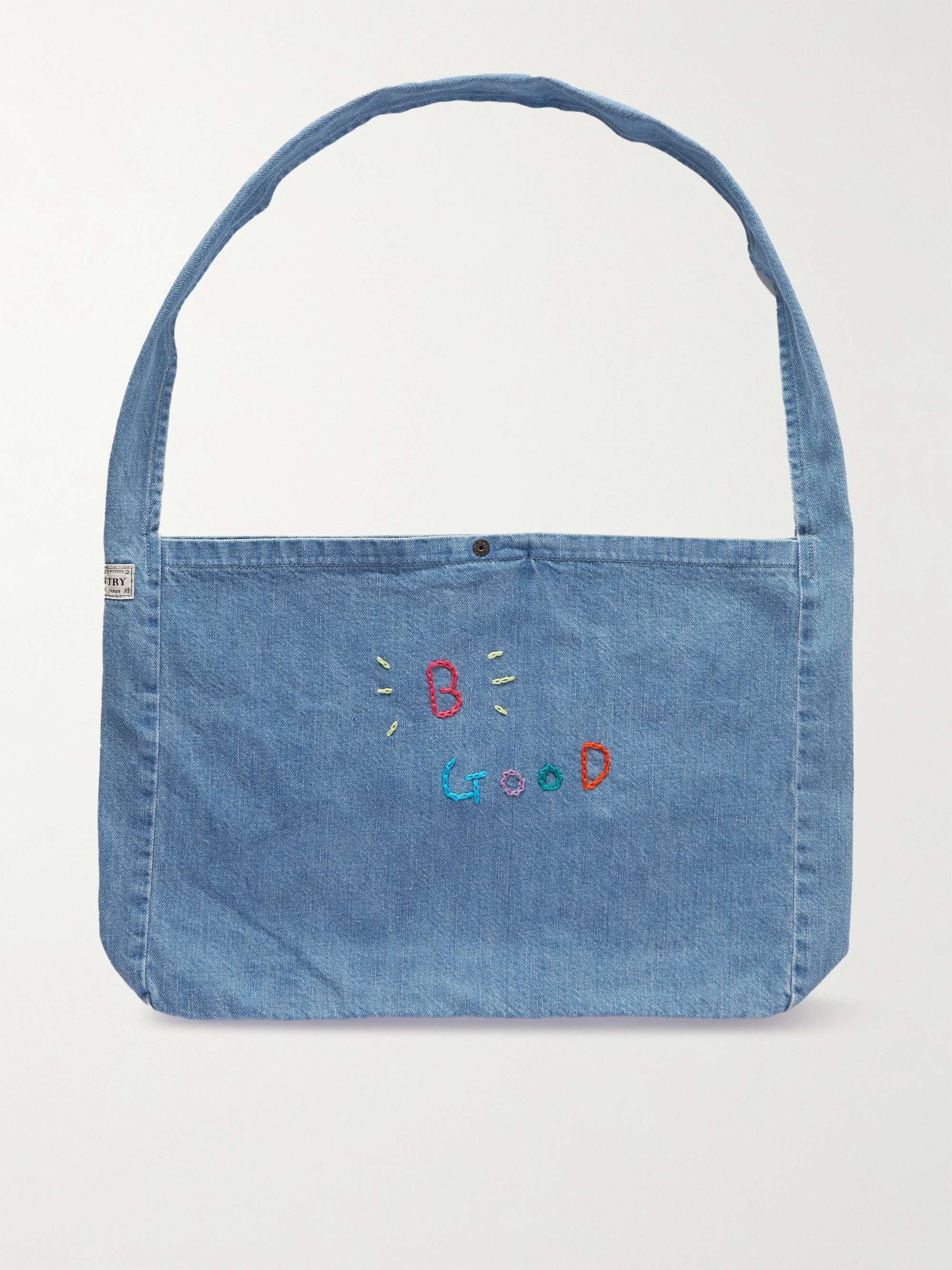 KAPITAL Alien Healing Appliquéd Denim Messenger Bag