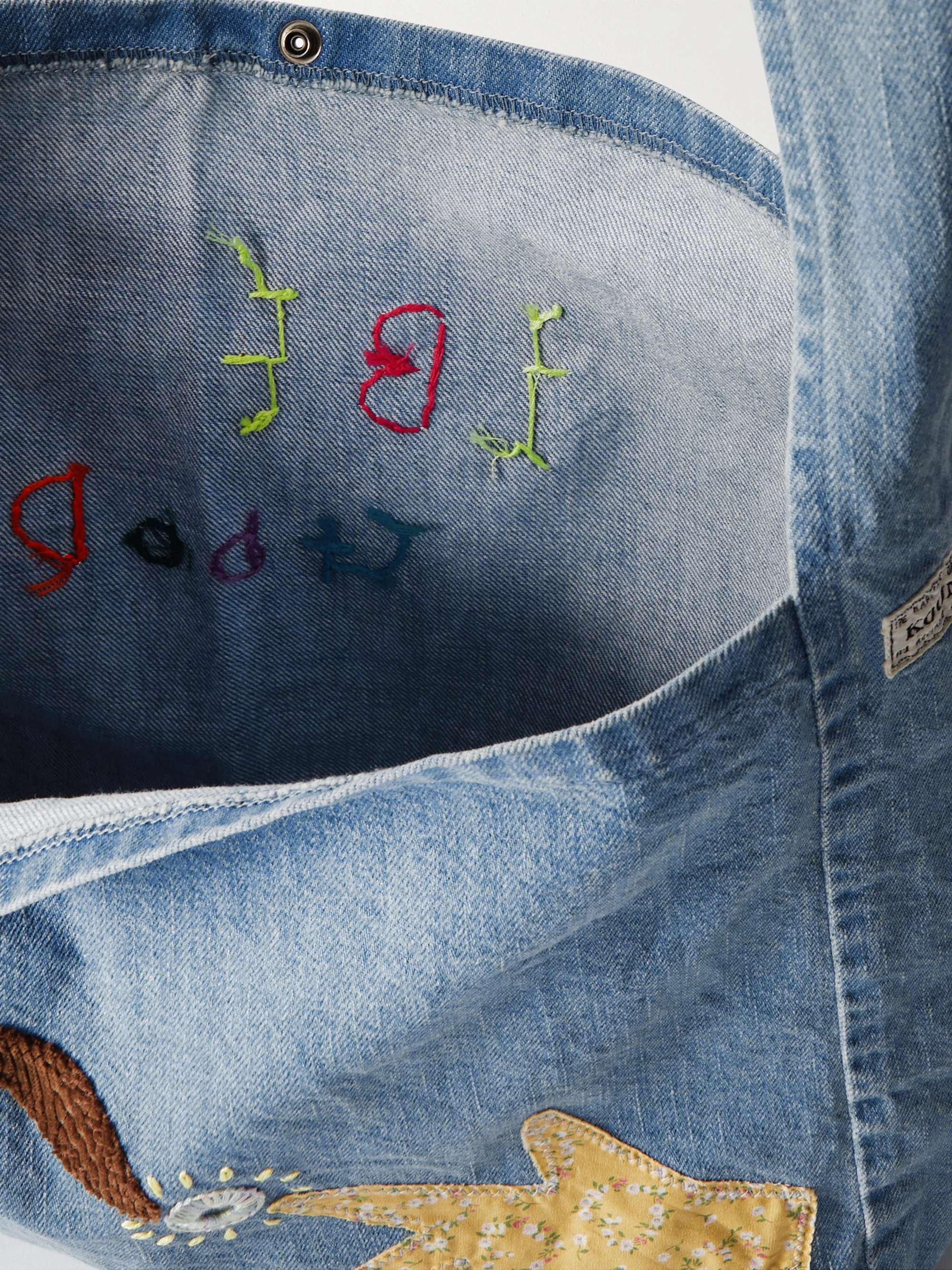KAPITAL Alien Healing Appliquéd Denim Messenger Bag