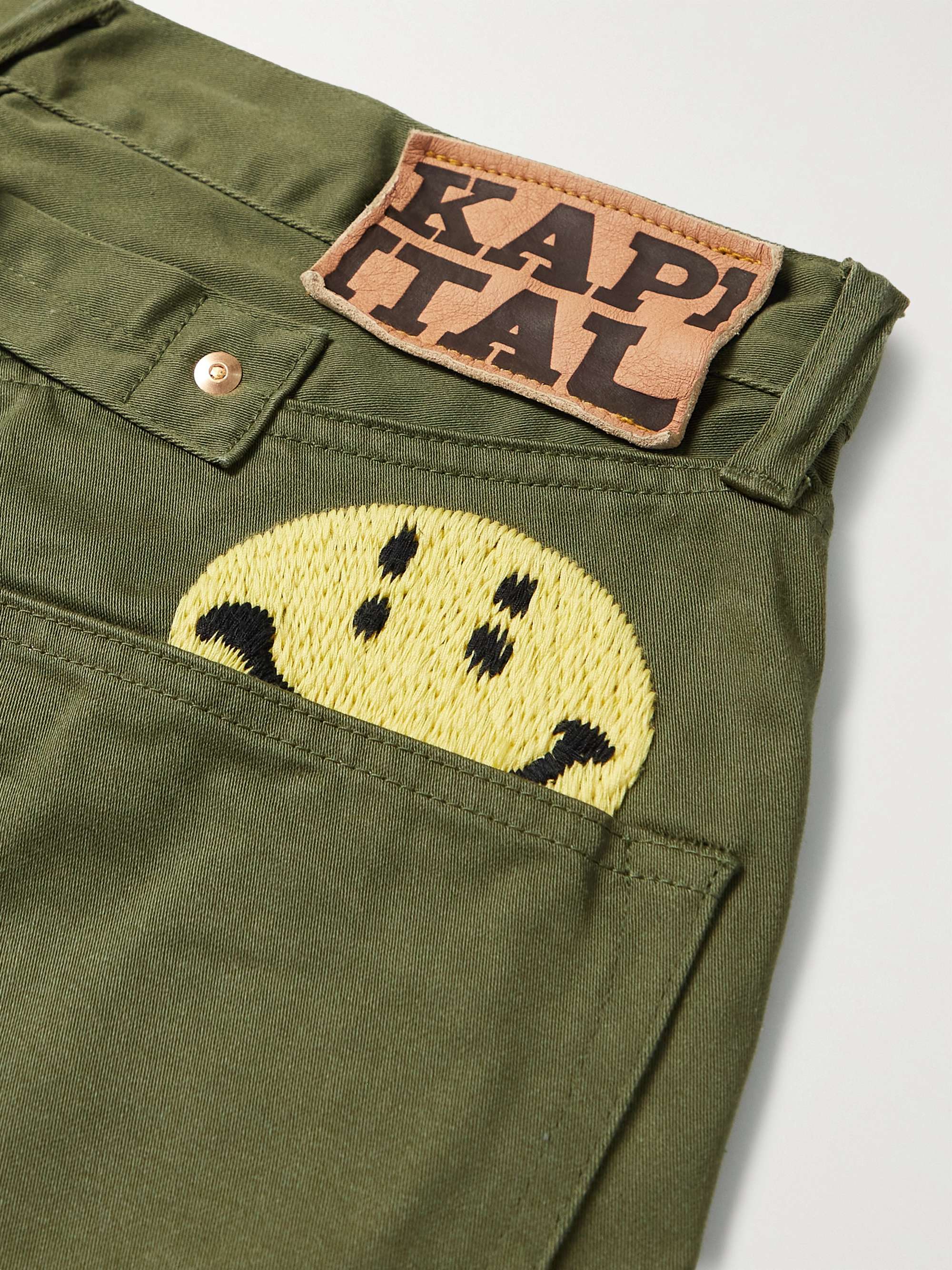 KAPITAL Okagilly Straight-Leg Appliquéd Cotton-Twill Trousers