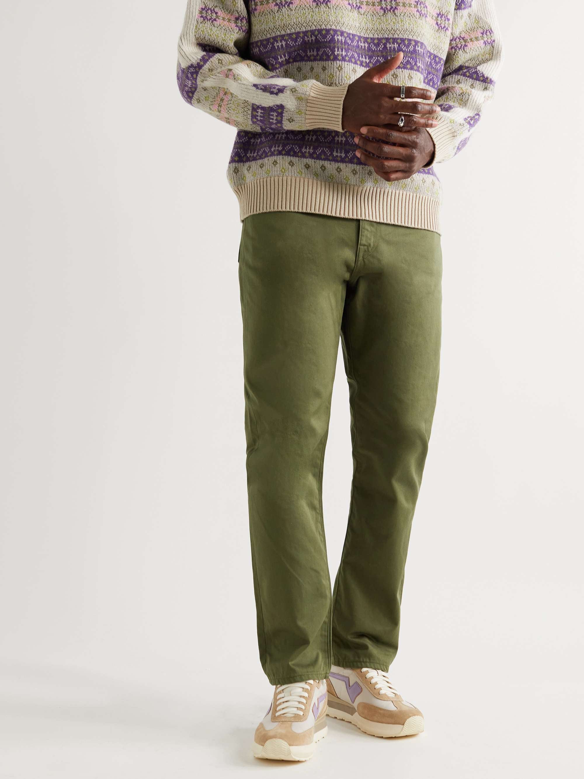 KAPITAL Okagilly Straight-Leg Appliquéd Cotton-Twill Trousers