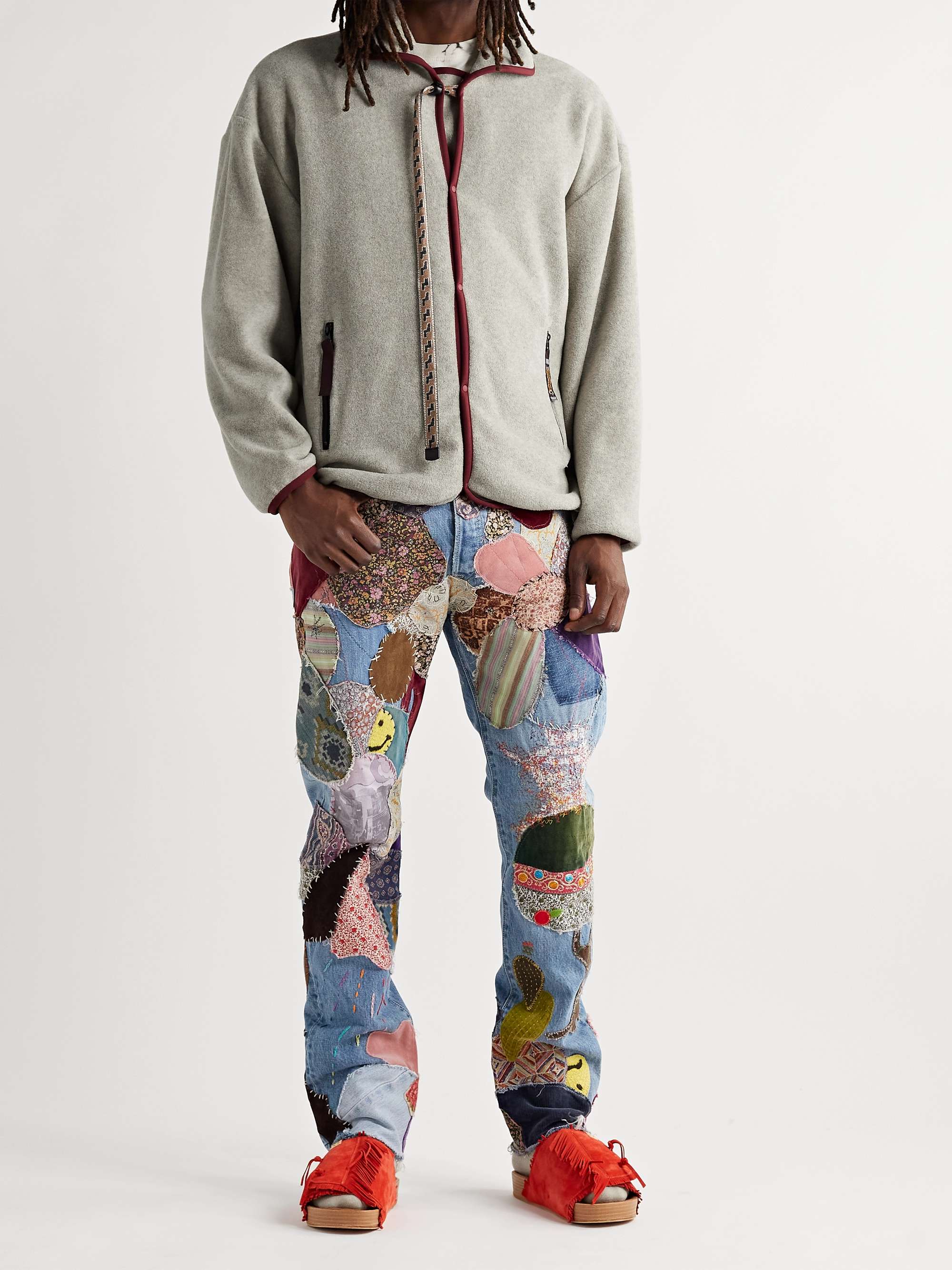 KAPITAL River Jersey-Trimmed Fleece Jacket