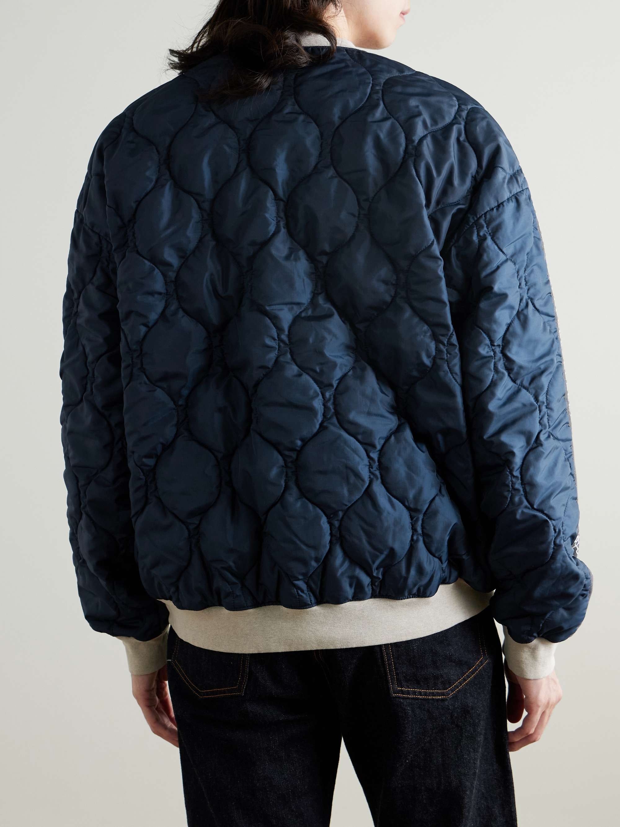 KAPITAL Bandana-Print Cotton-Jersey and Quilted Shell Sweatshirt