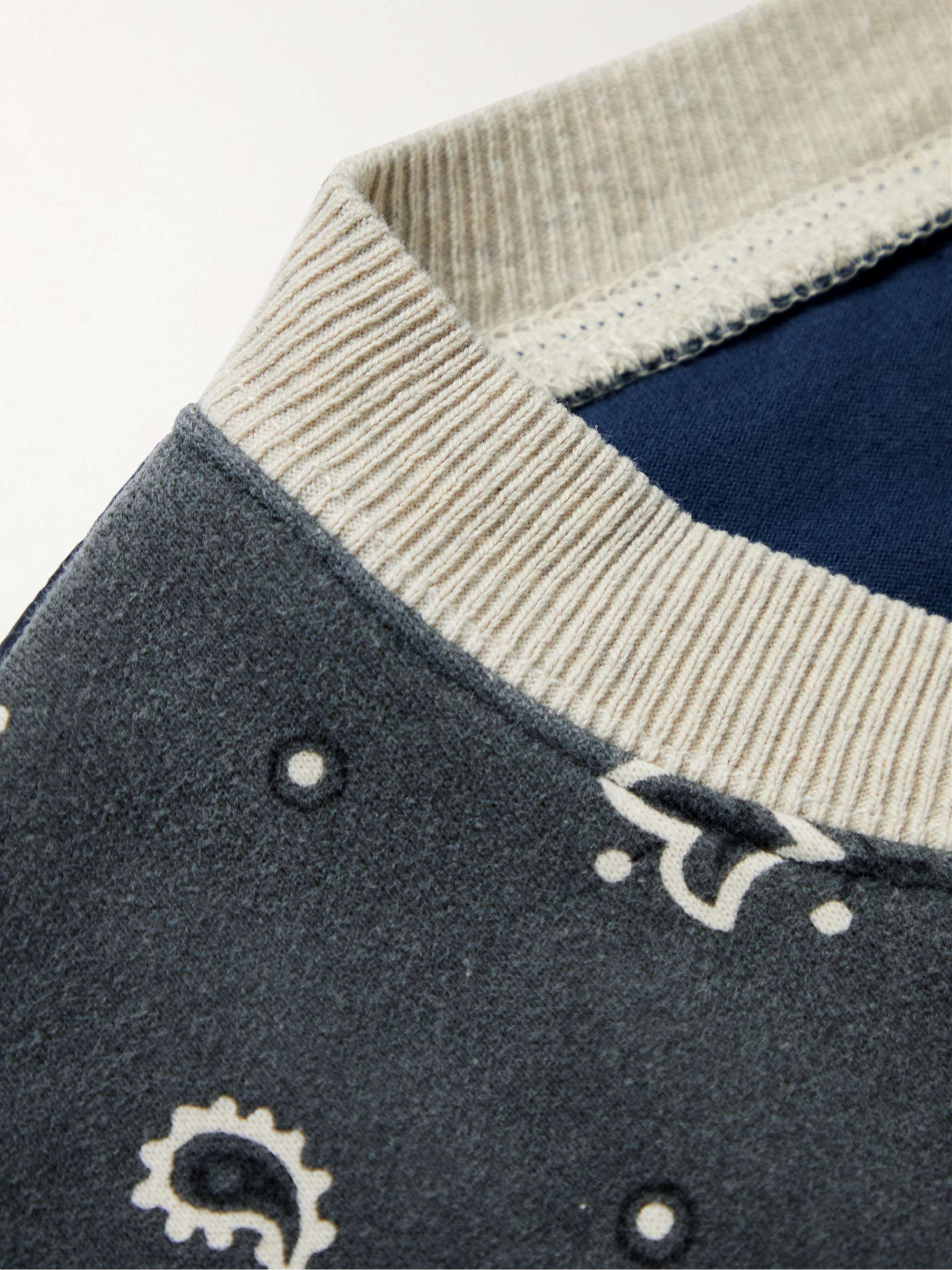 KAPITAL Bandana-Print Cotton-Jersey and Quilted Shell Sweatshirt