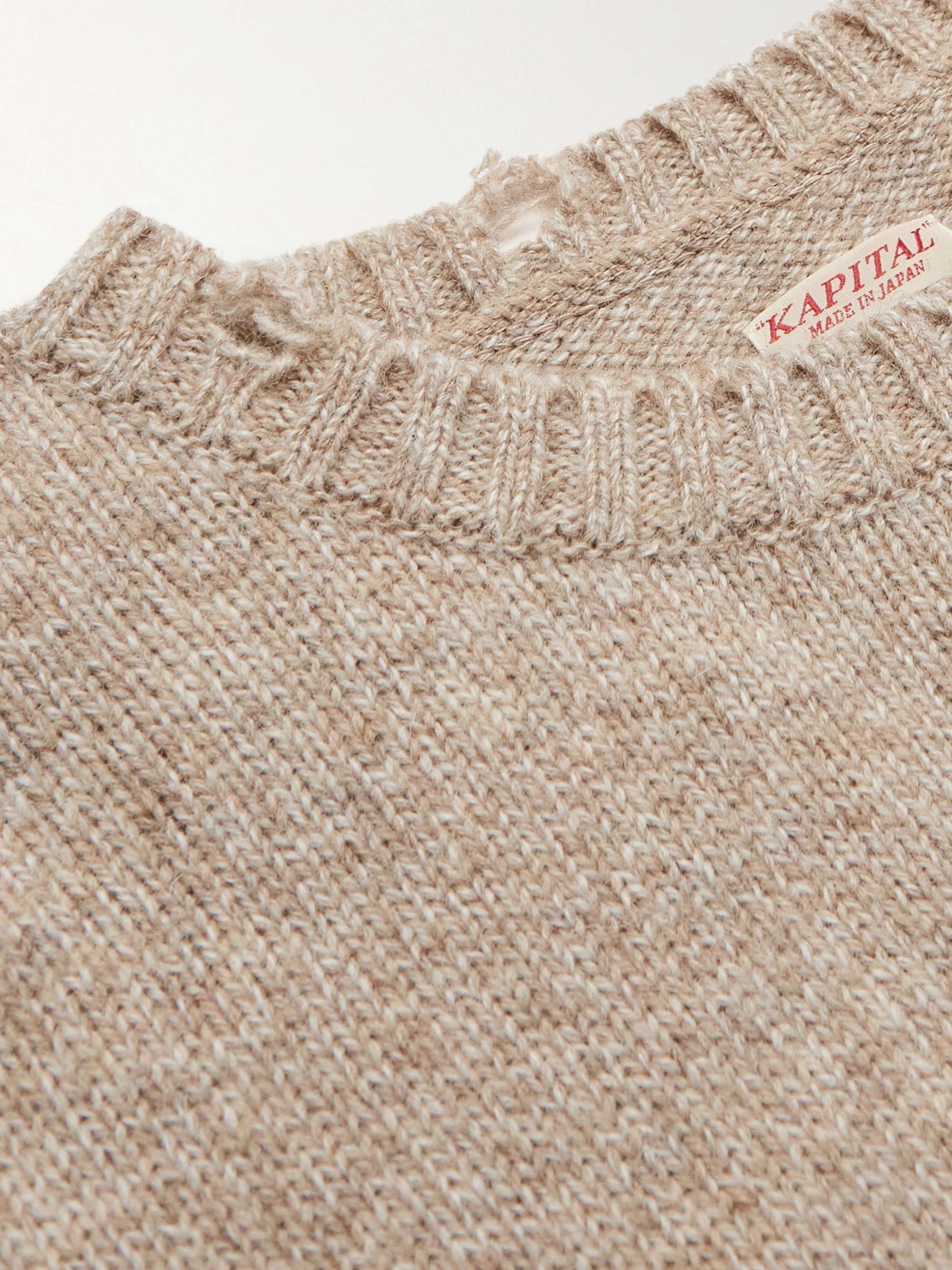 KAPITAL Distressed Intarsia Wool Sweater