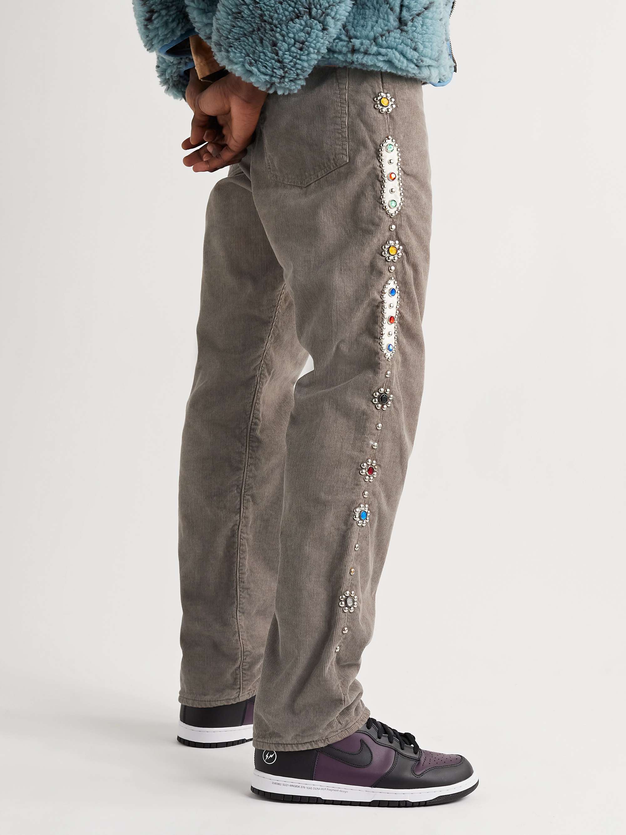 KAPITAL Straight-Leg Embellished Cotton-Blend Corduroy Trousers