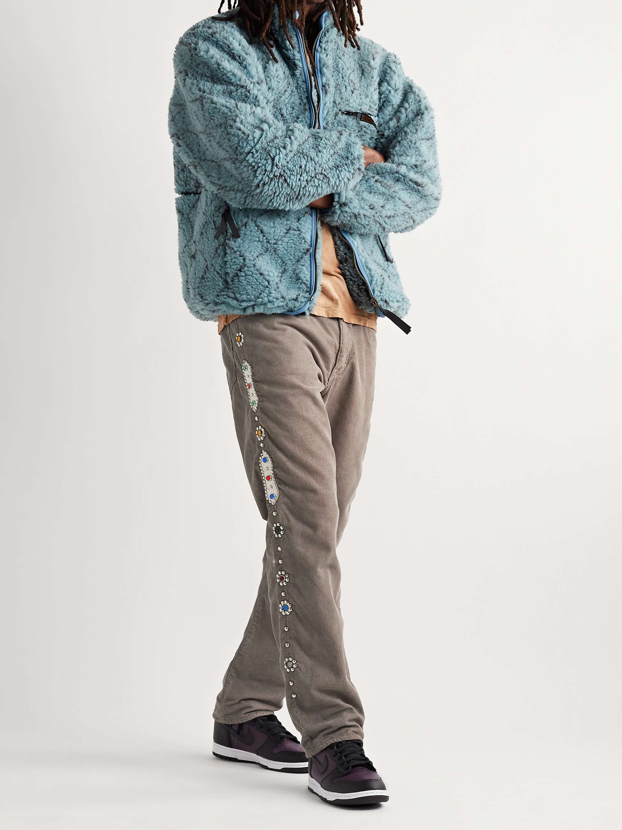 KAPITAL Straight-Leg Embellished Cotton-Blend Corduroy Trousers