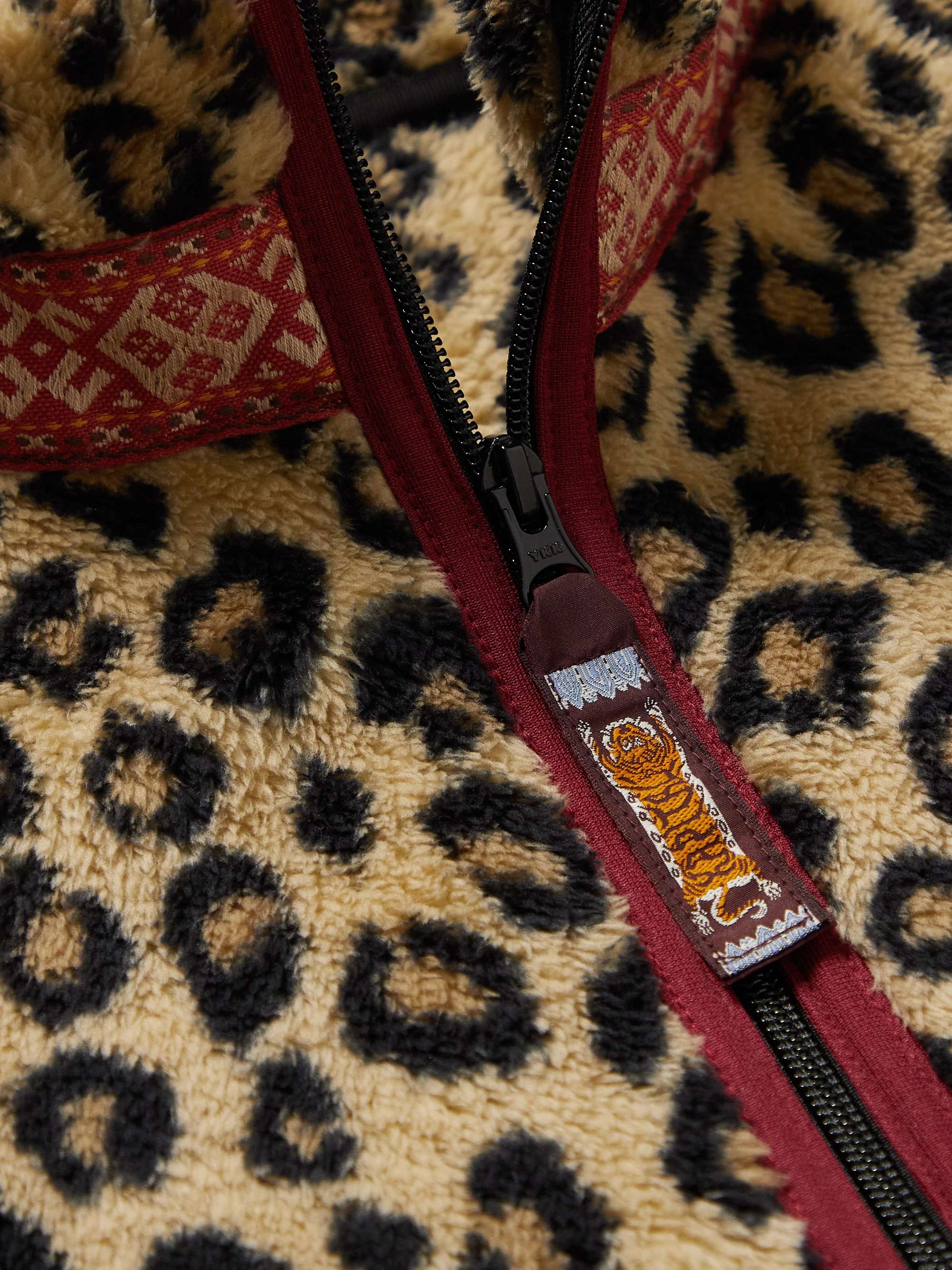 KAPITAL Leopard-Print Webbing-Trimmed Fleece Bomber Jacket