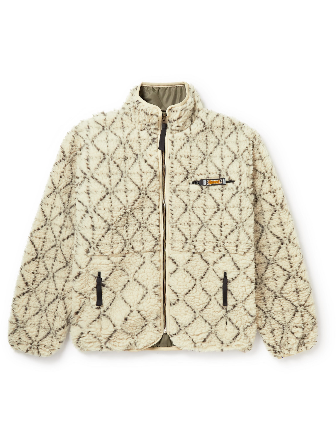 Shop Kapital Do-gi Boa Reversible Printed Fleece And Shell Bomber Jacket In Neutrals