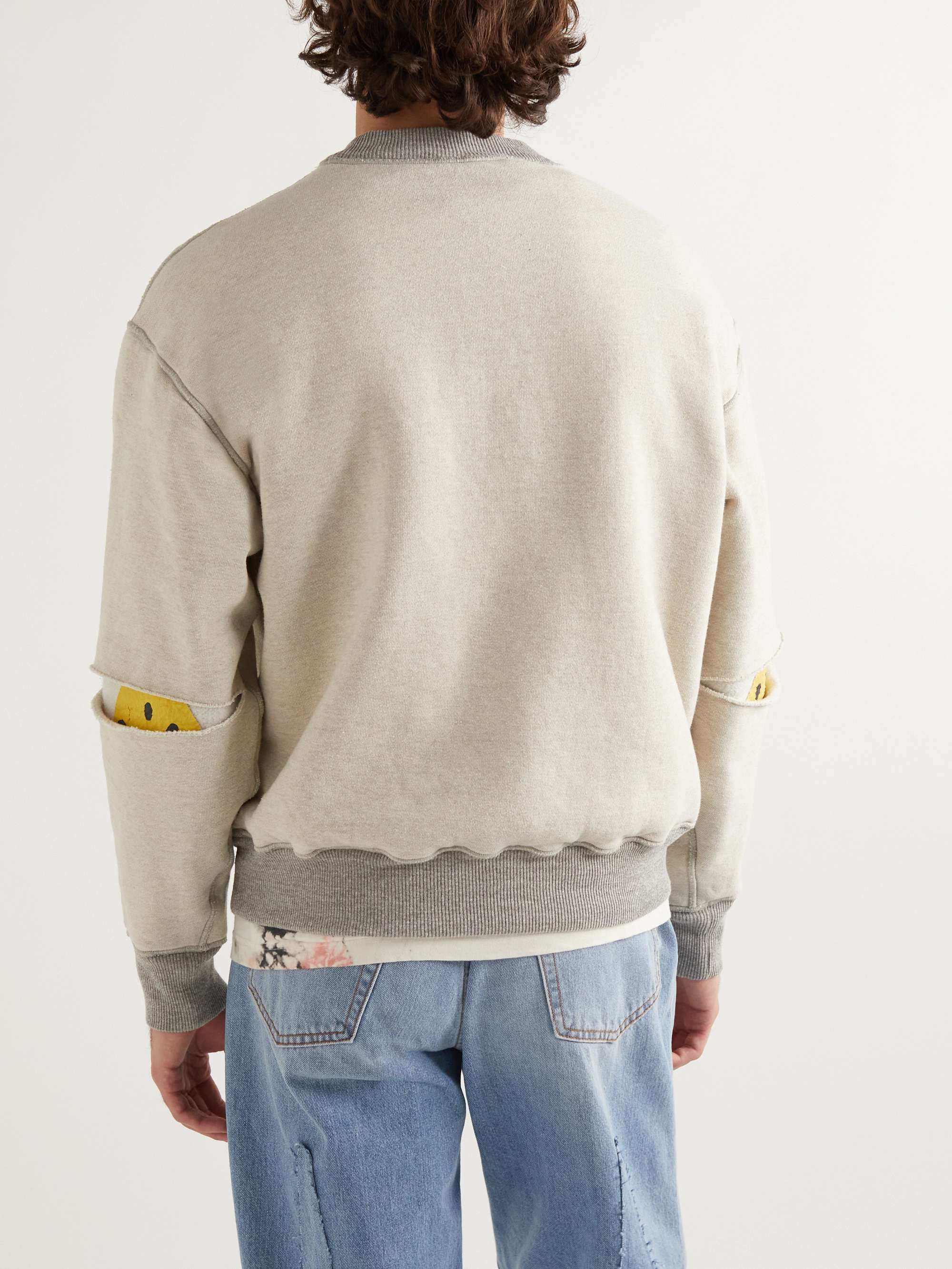 KAPITAL Reversible Logo-Appliquéd Two-Tone Cotton-Jersey Sweatshirt