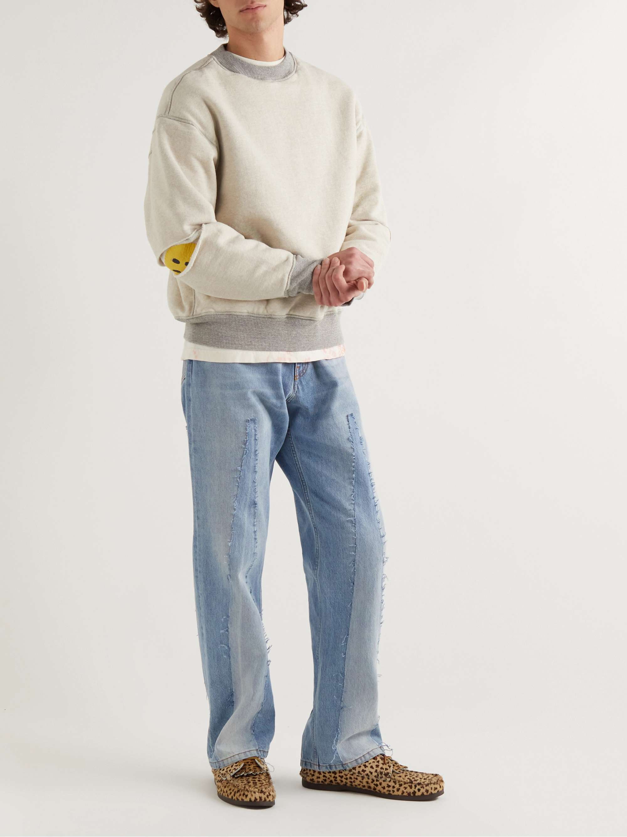 KAPITAL Reversible Logo-Appliquéd Two-Tone Cotton-Jersey Sweatshirt