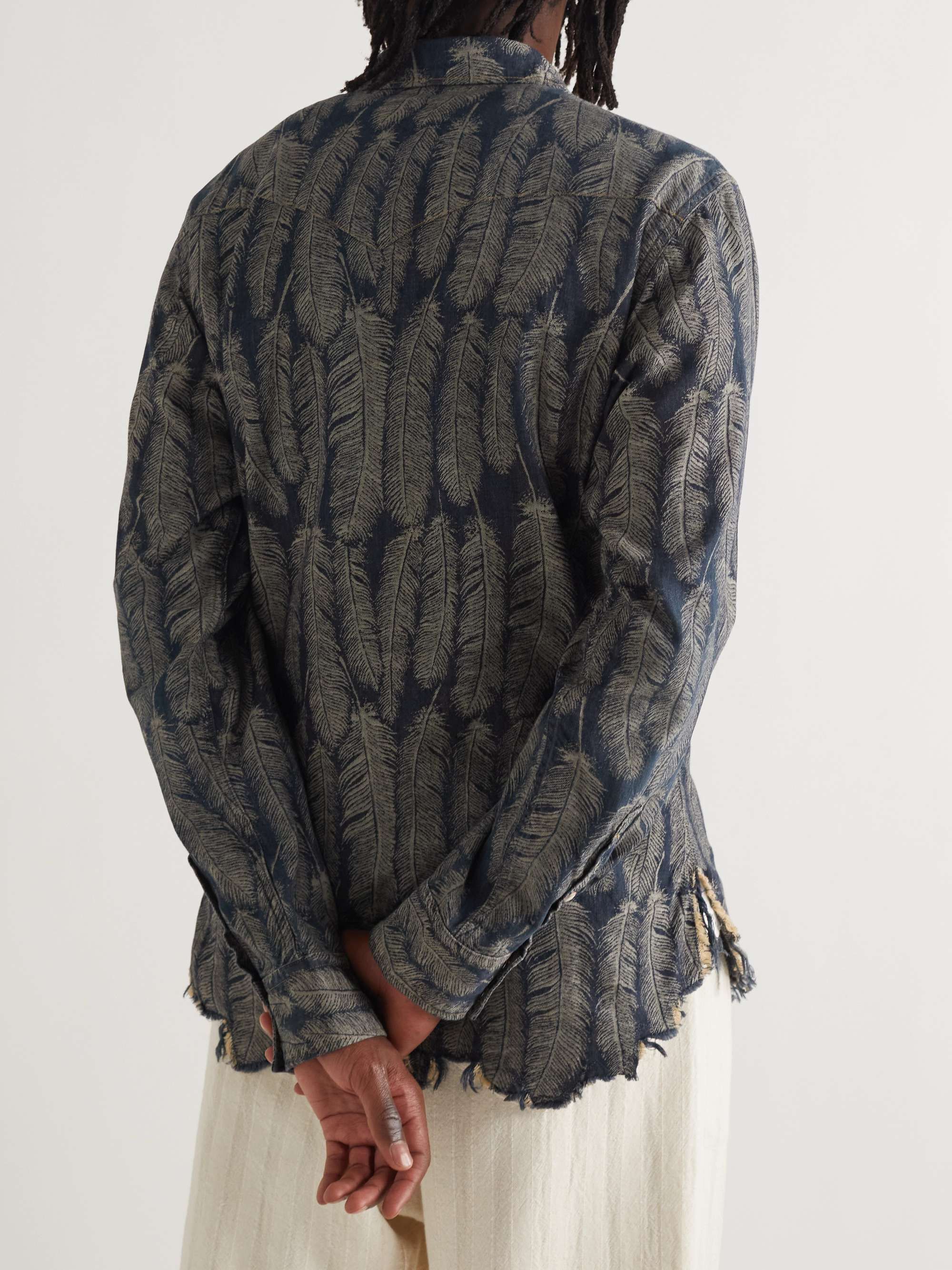 KAPITAL Feather-Jacquard Denim Western Shirt