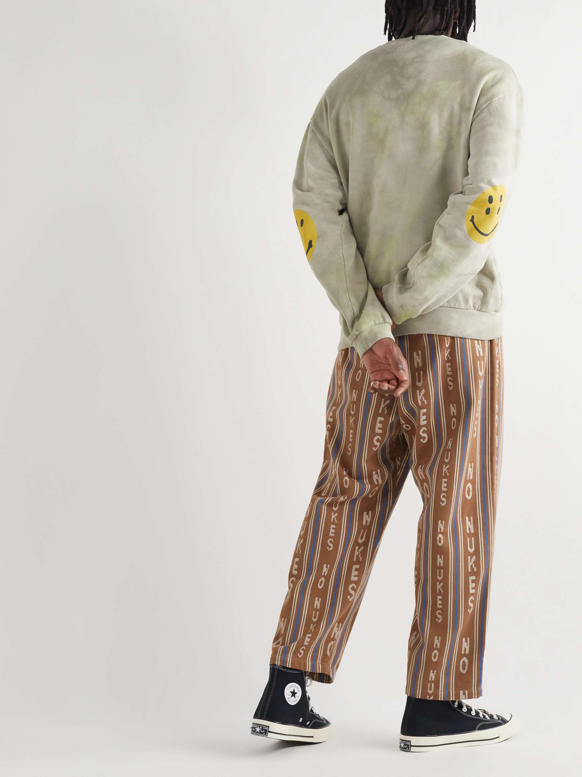 KAPITAL Straight-Leg Striped Cotton-Blend Jacquard Drawstring Trousers