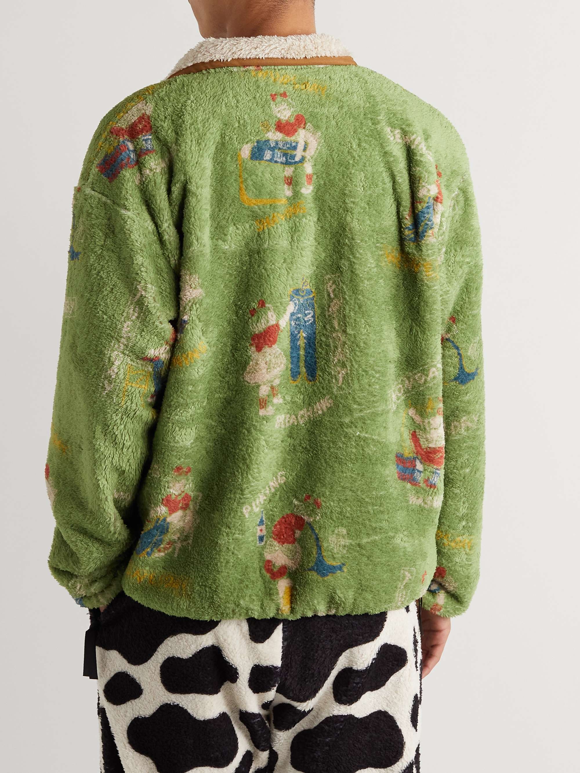 KAPITAL Kountry Calendar Printed Fleece Half-Placket Sweatshirt