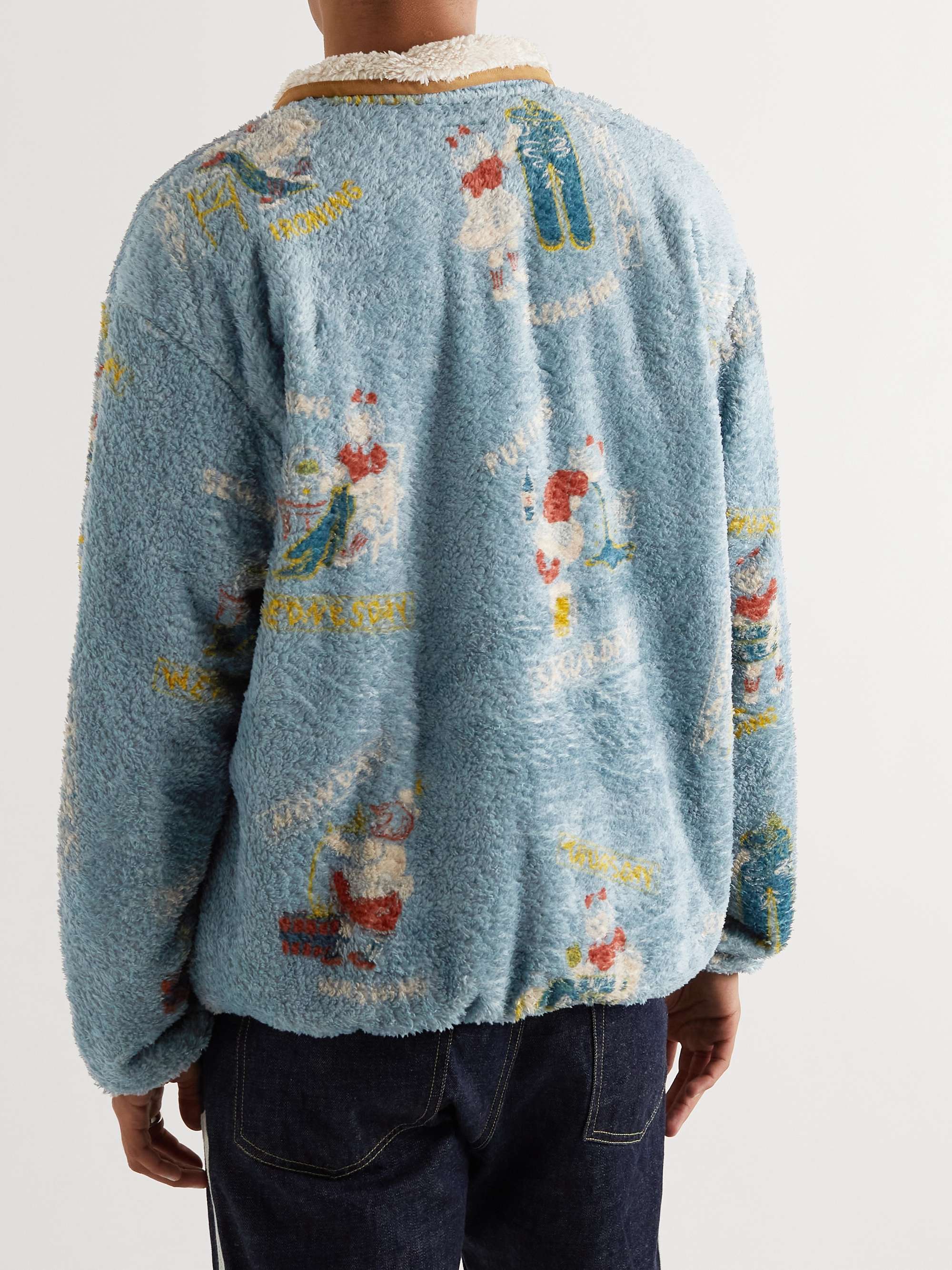 KAPITAL Kountry Calendar Printed Fleece Half-Placket Sweatshirt