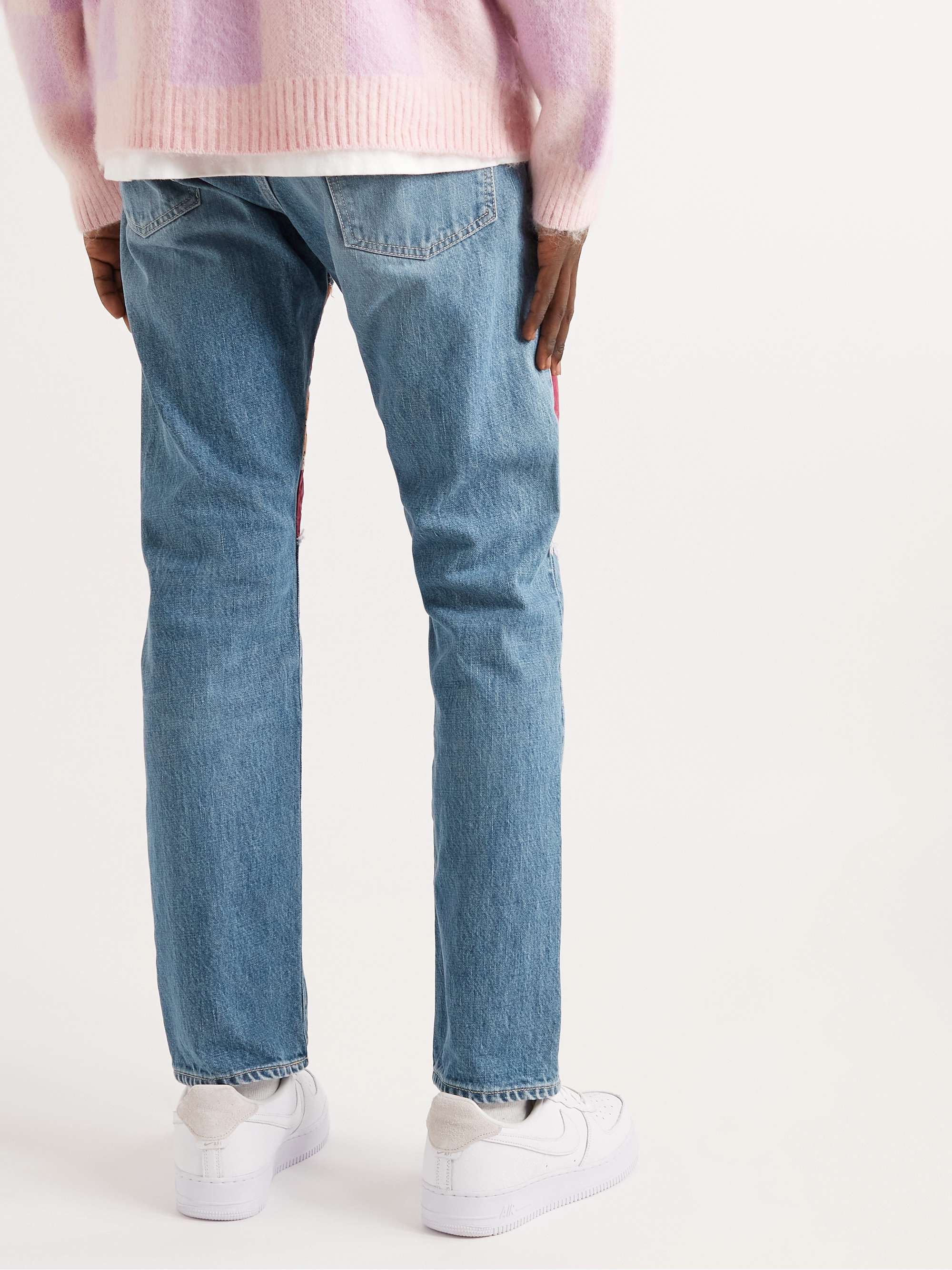 KAPITAL Monkey Cisco Straight-Leg Embroidered Patchwork Jeans