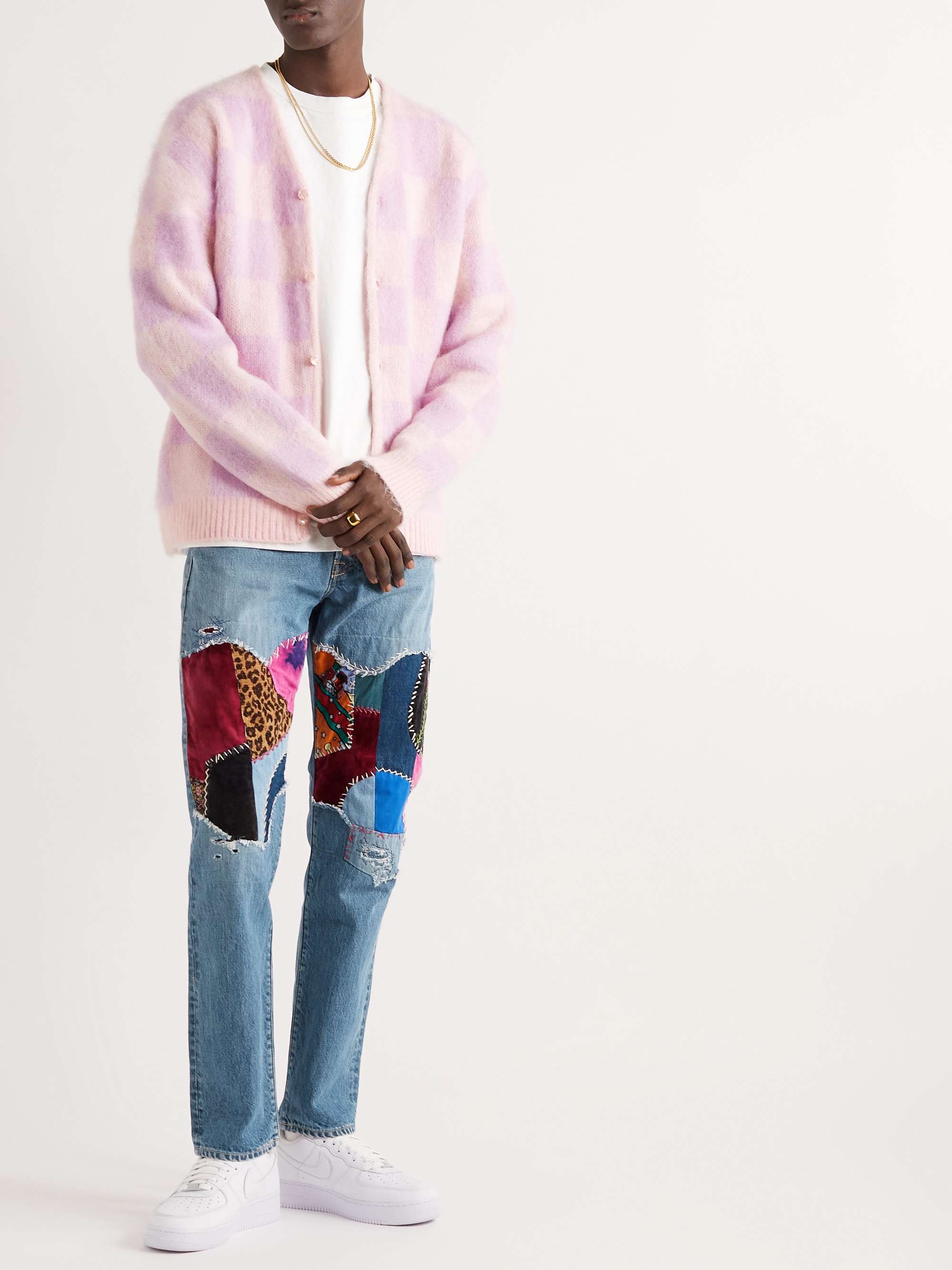 KAPITAL Monkey Cisco Straight-Leg Embroidered Patchwork Jeans