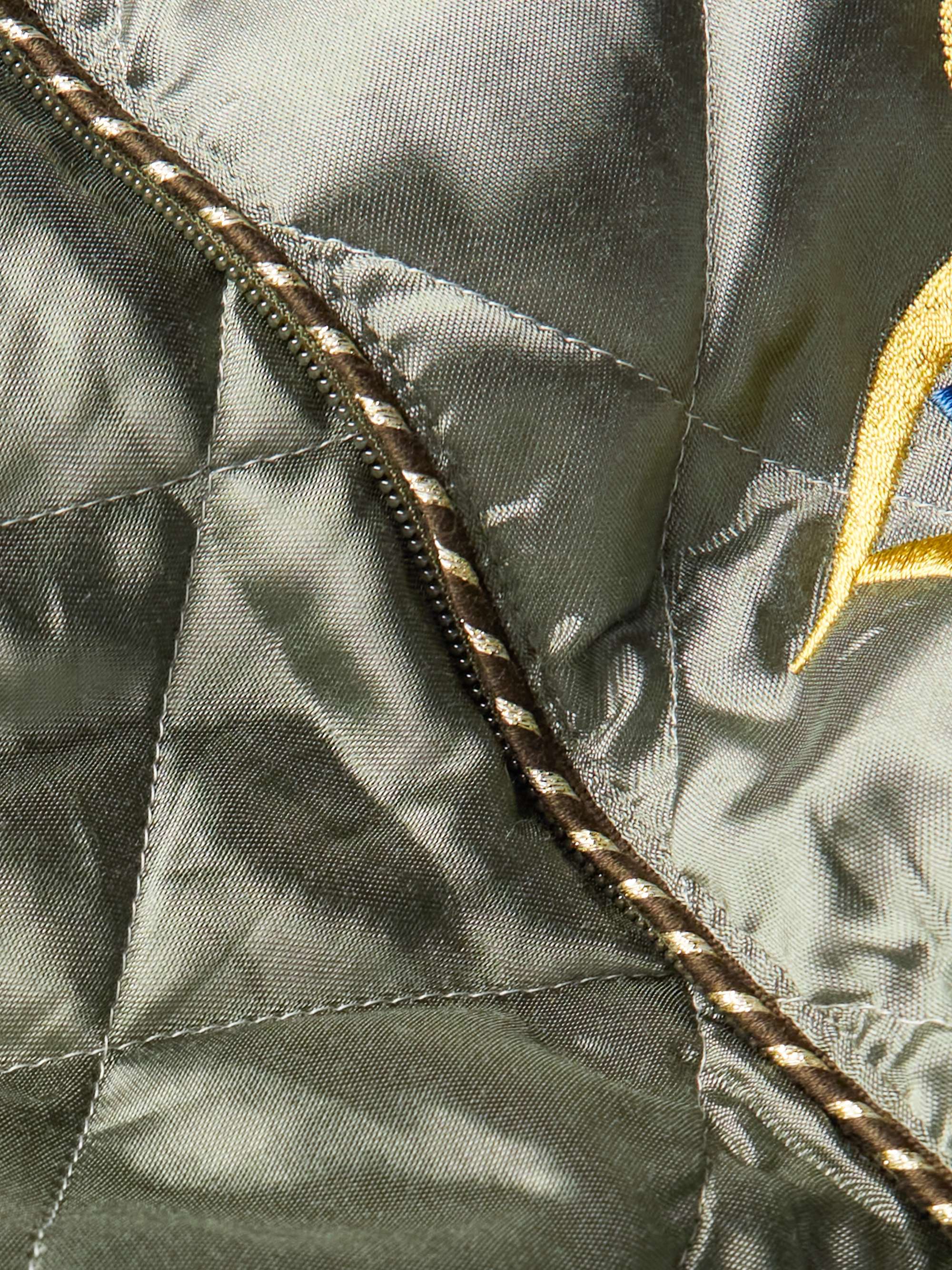KAPITAL Convertible Embroidered Quilted Satin Bomber Jacket