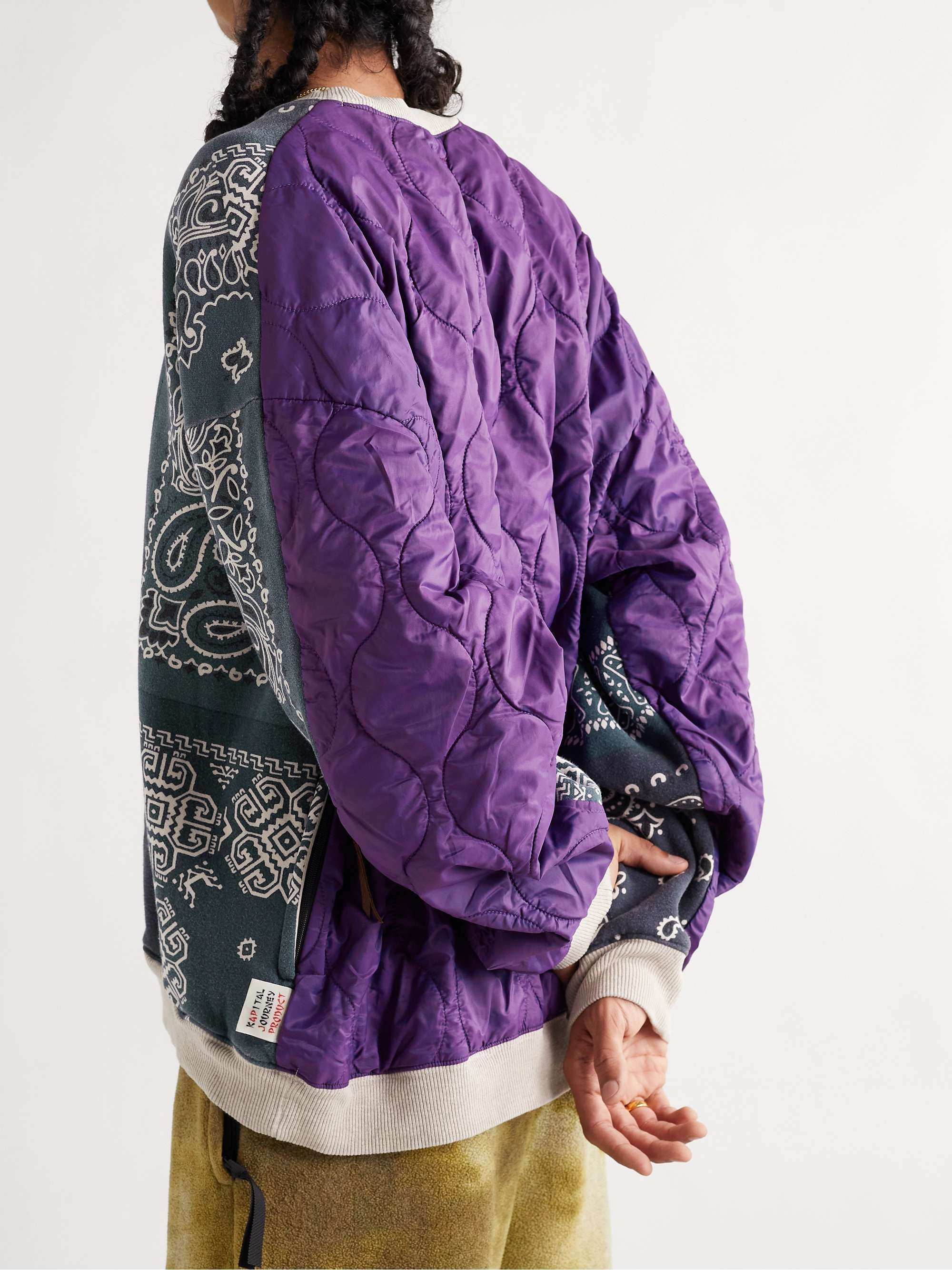 KAPITAL Bandana-Print Cotton-Jersey and Quilted Shell Sweatshirt
