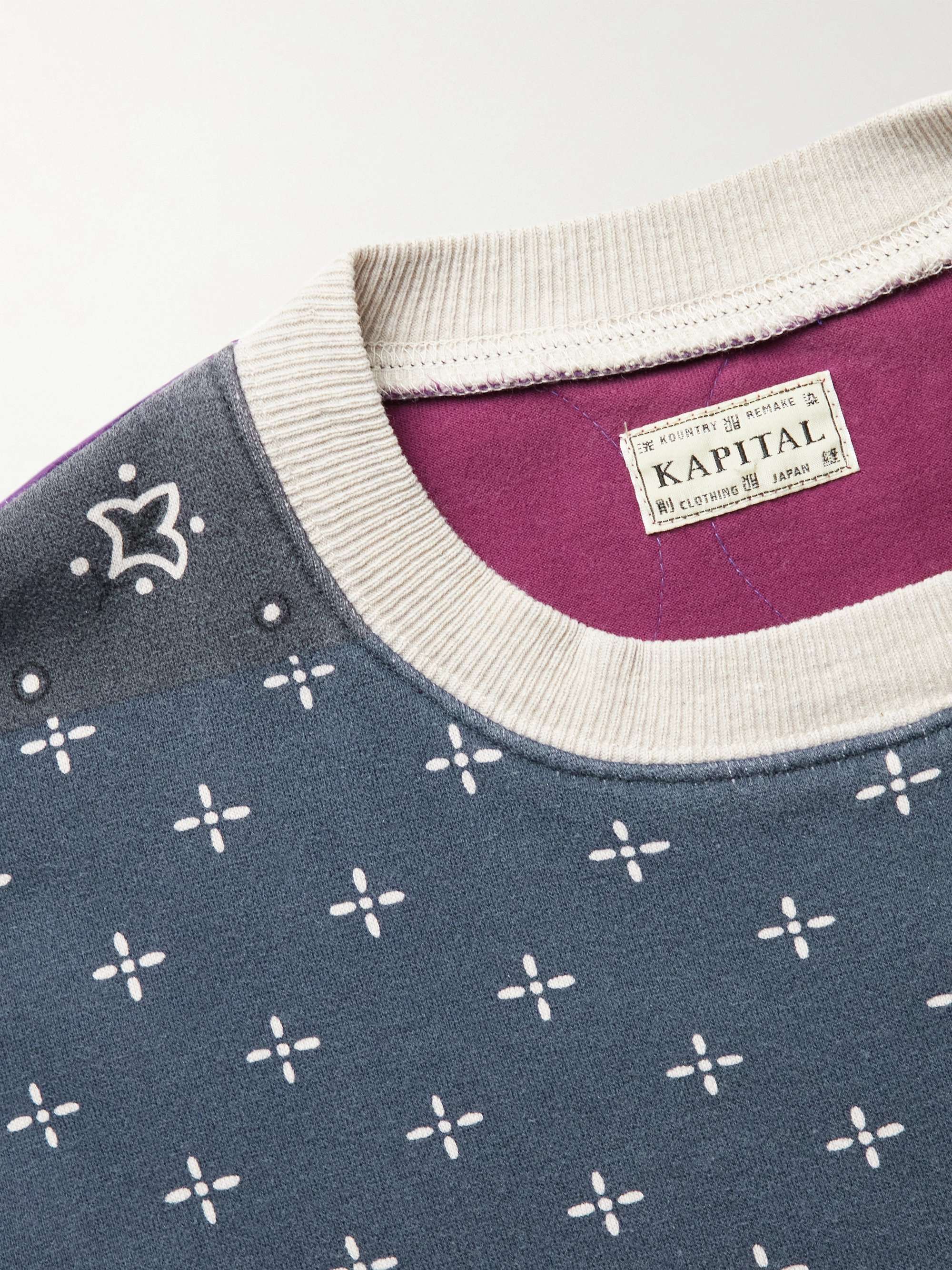 KAPITAL Bandana-Print Cotton-Jersey and Quilted Shell Sweatshirt