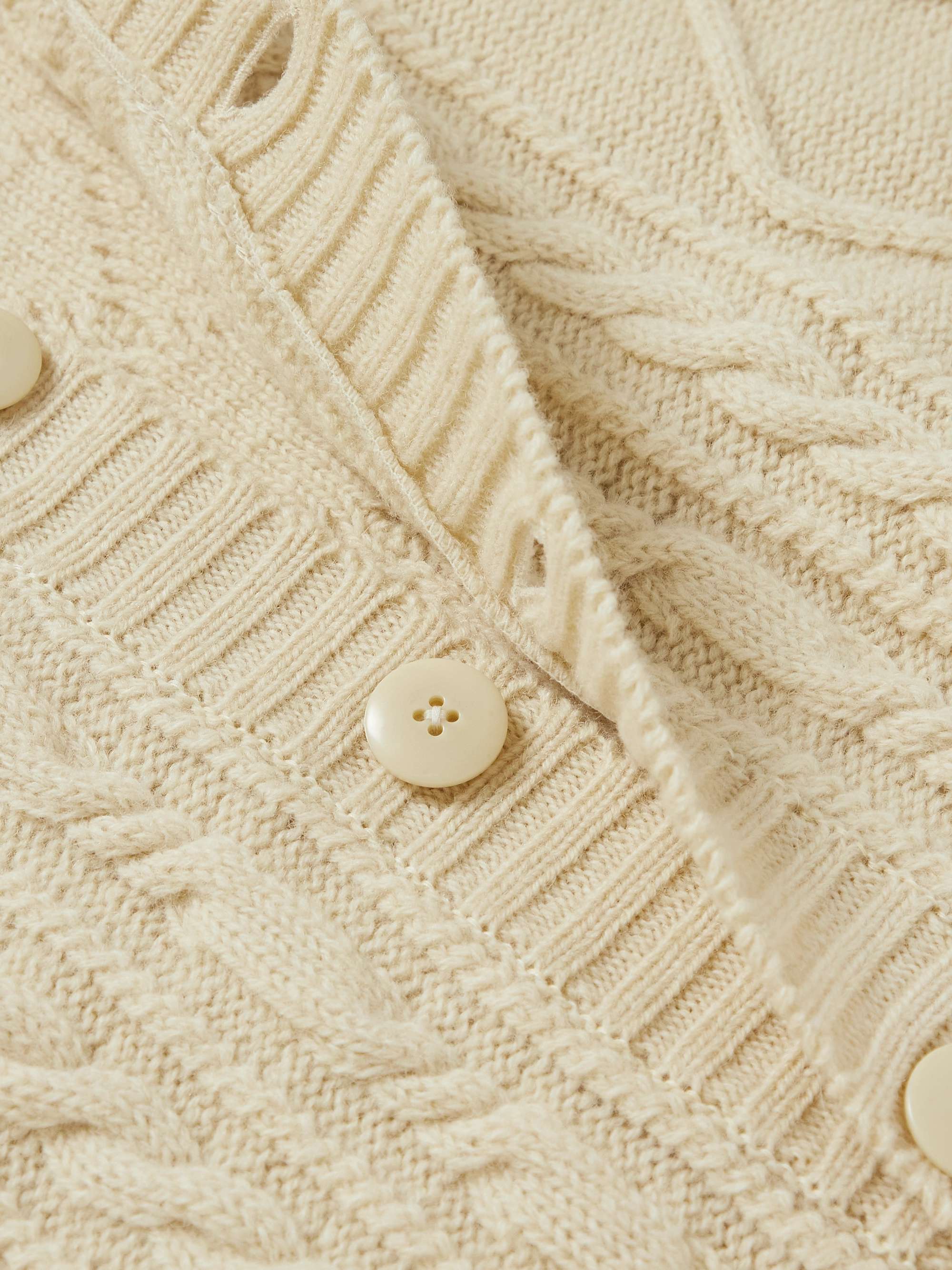 KAPITAL Logo-Intarsia Cable-Knit Wool-Blend Cardigan