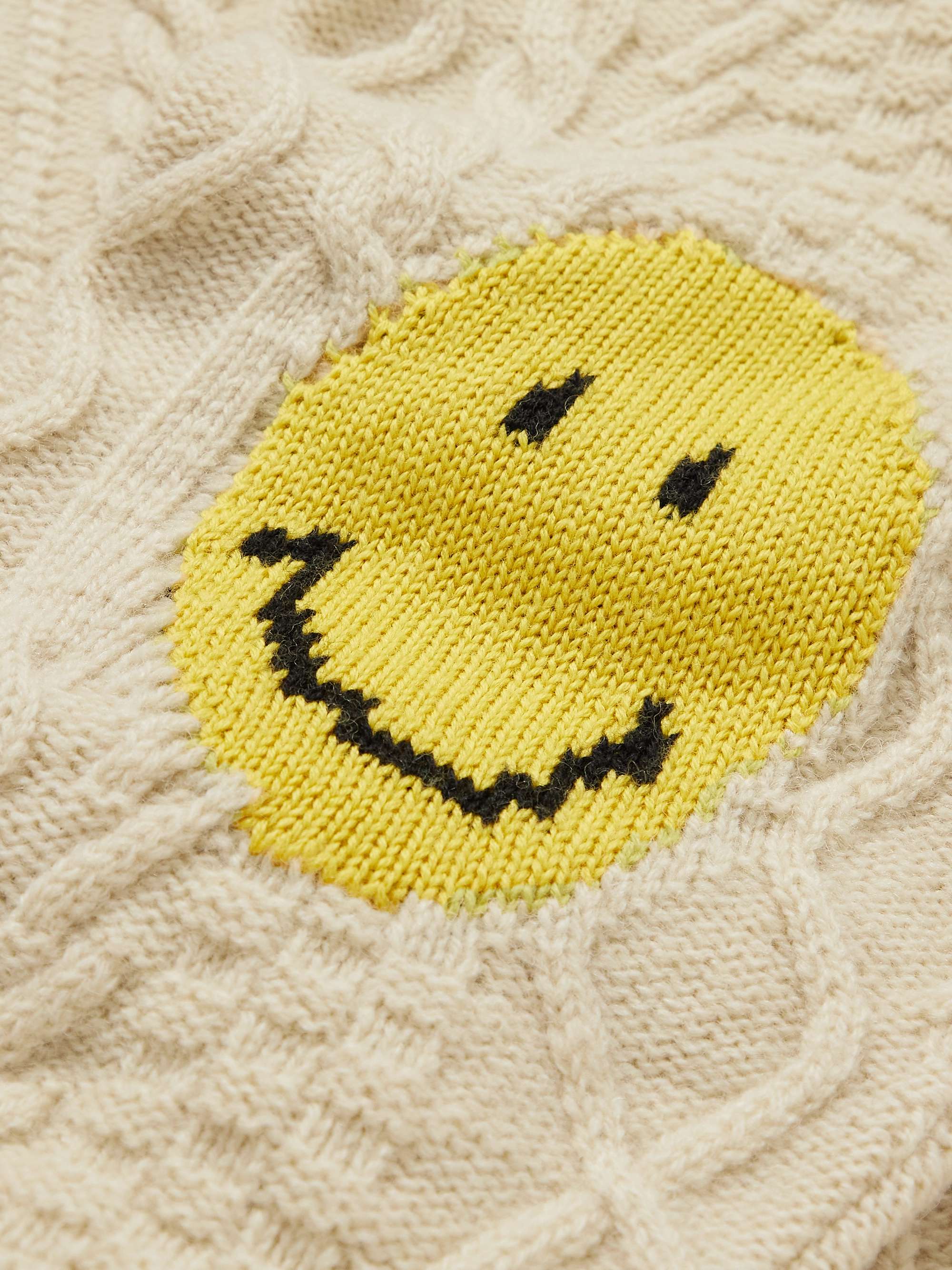 KAPITAL Logo-Intarsia Cable-Knit Wool-Blend Cardigan