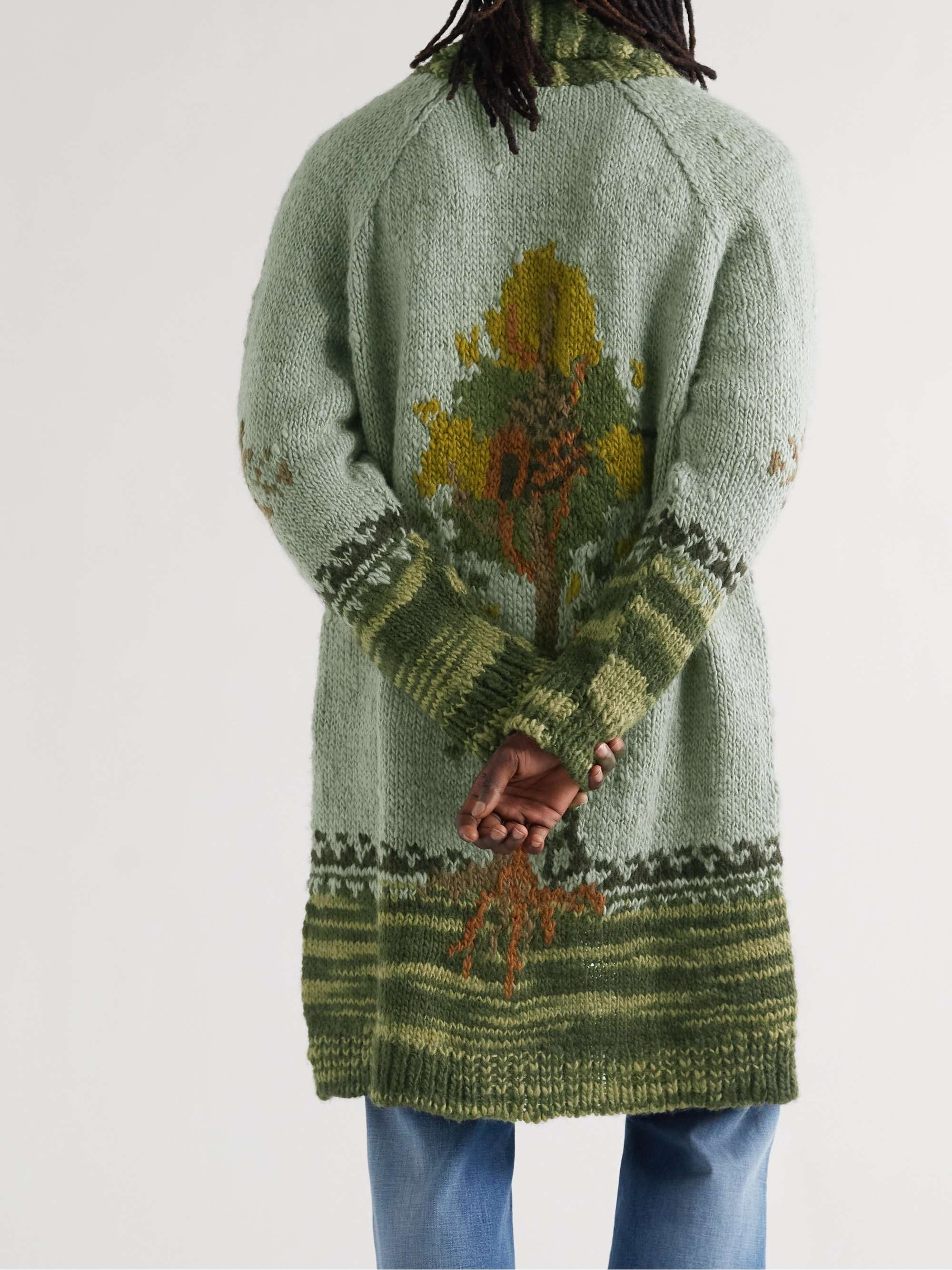 KAPITAL Intarsia Wool Cardigan