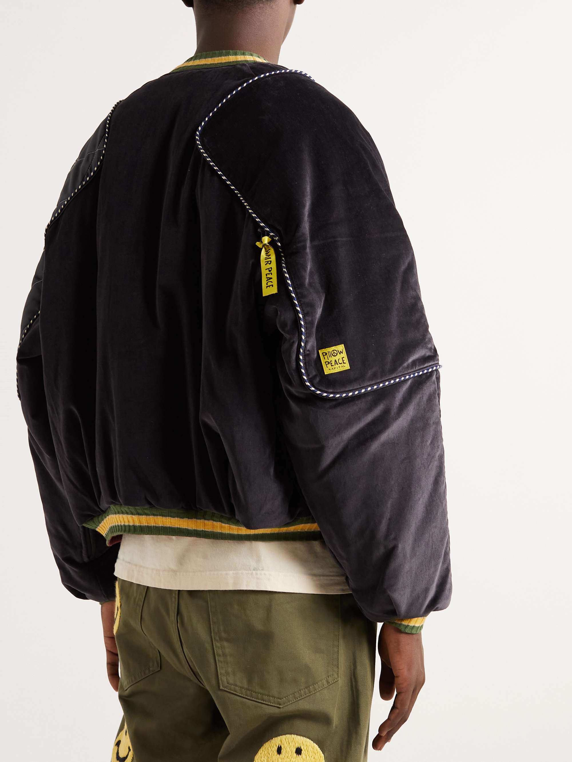 KAPITAL Shell-Trimmed Embroidered Cotton-Velvet Bomber Jacket
