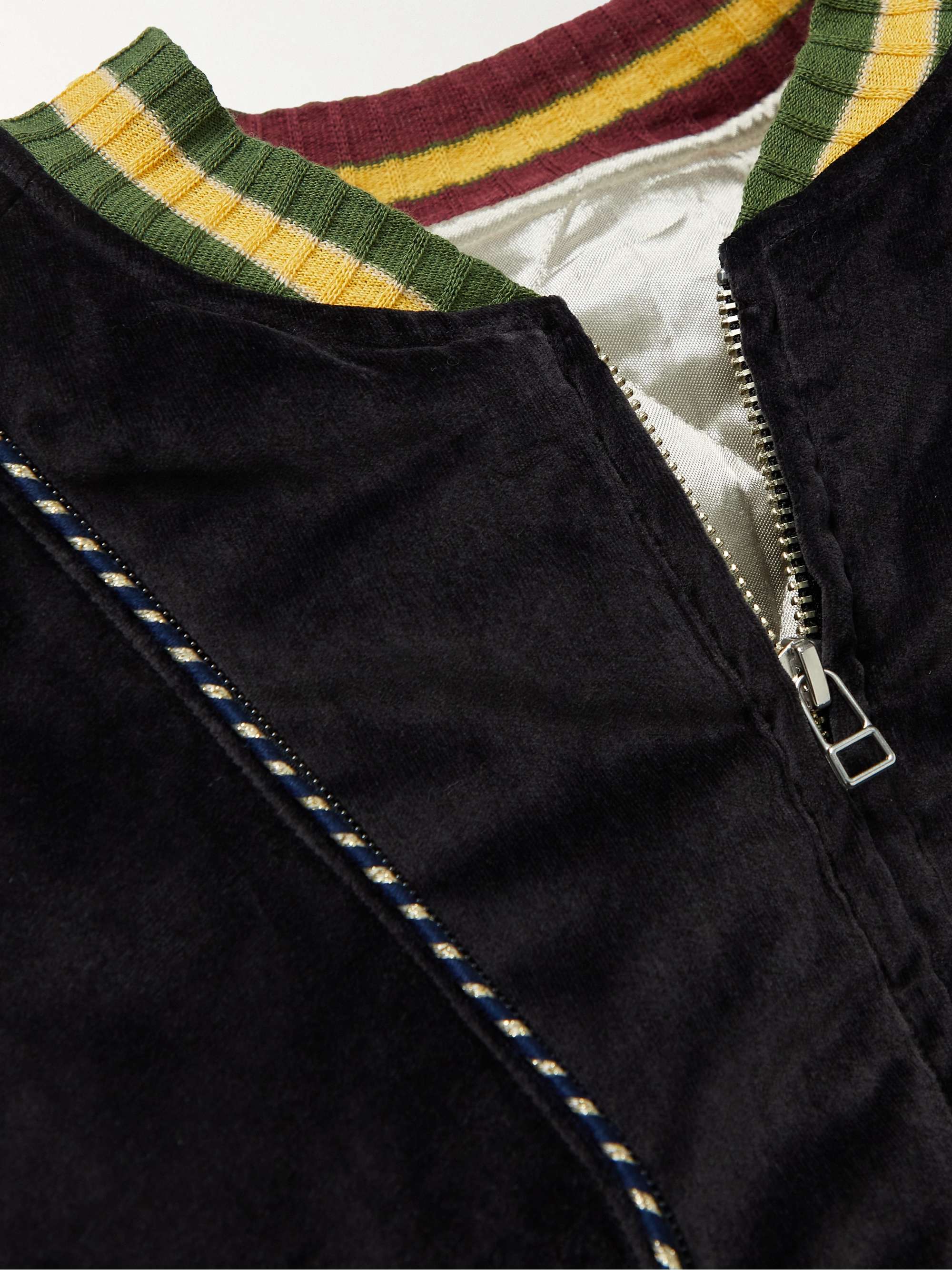 KAPITAL Shell-Trimmed Embroidered Cotton-Velvet Bomber Jacket