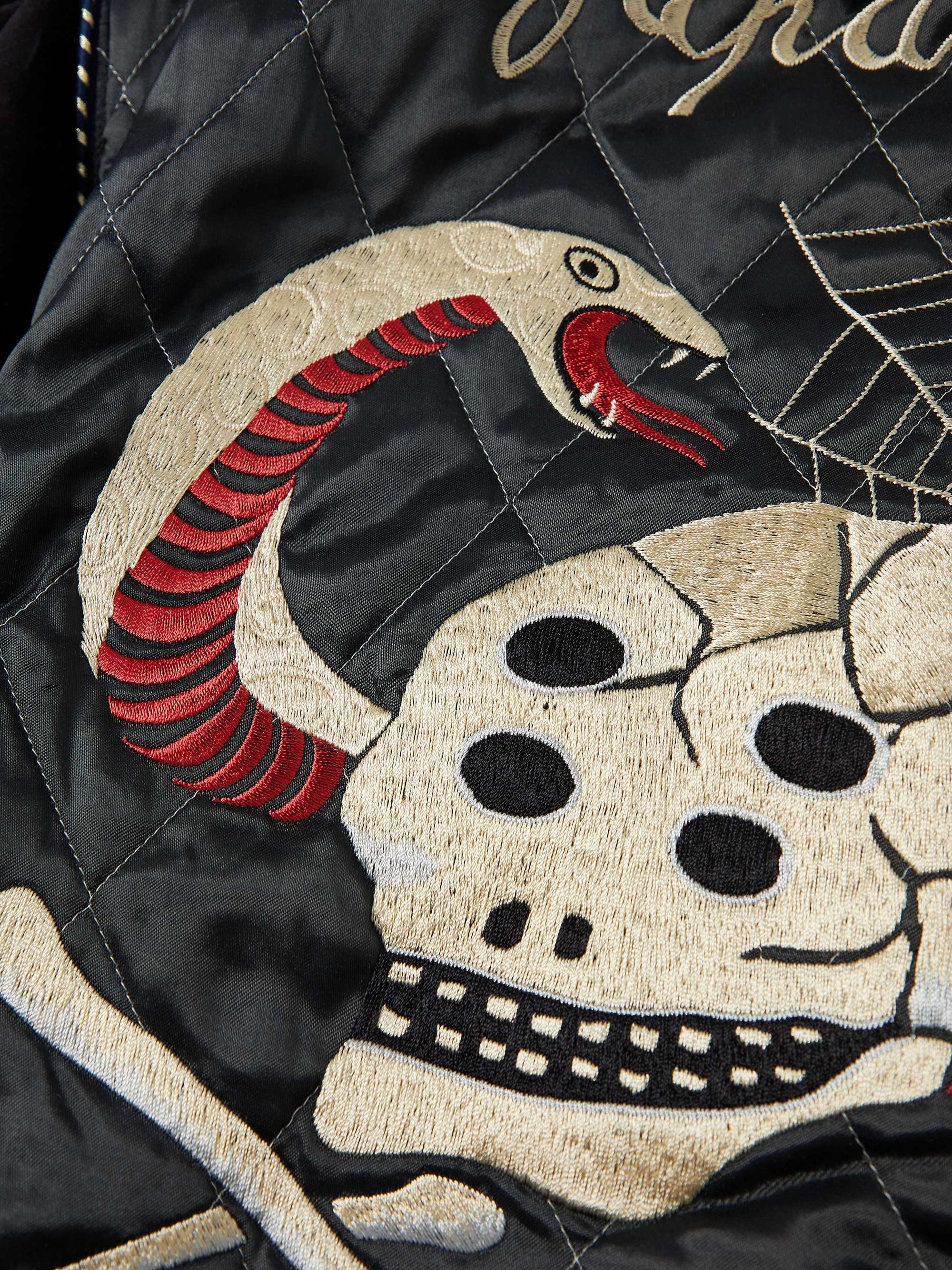 KAPITAL Shell-Trimmed Embroidered Cotton-Velvet Bomber Jacket