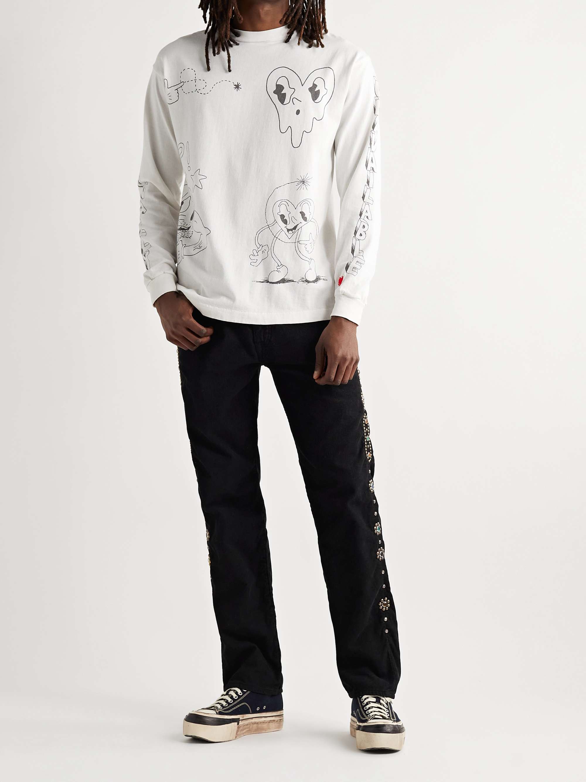 KAPITAL Straight-Leg Embellished Cotton-Blend Corduroy Trousers