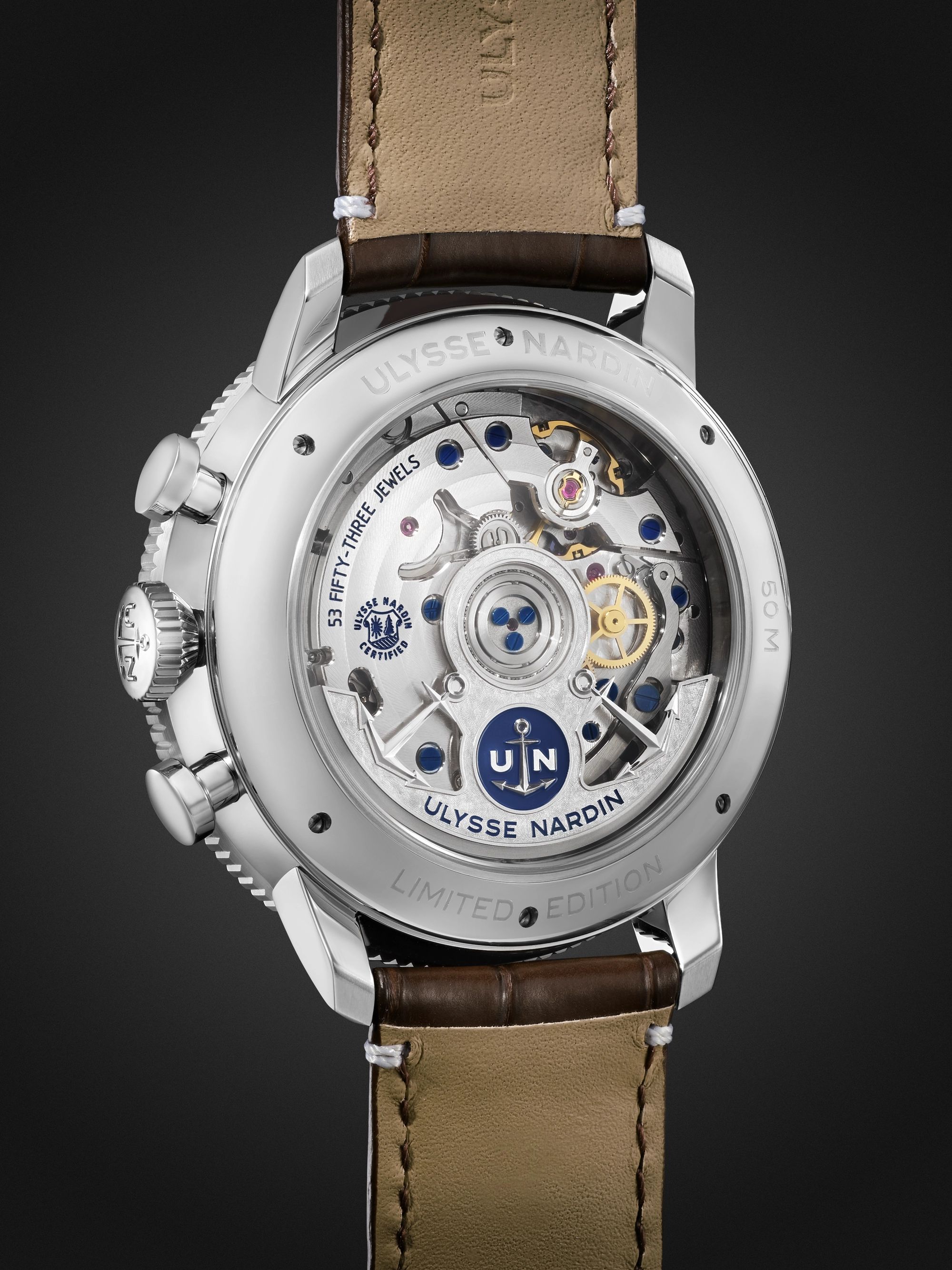 ULYSSE NARDIN Marine Torpilleur Annual Chronograph Limited Edition Automatic 44mm Stainless Steel and Croc-Effect Leather Watch, Ref. No. 1533-320LE-0A-175/1A
