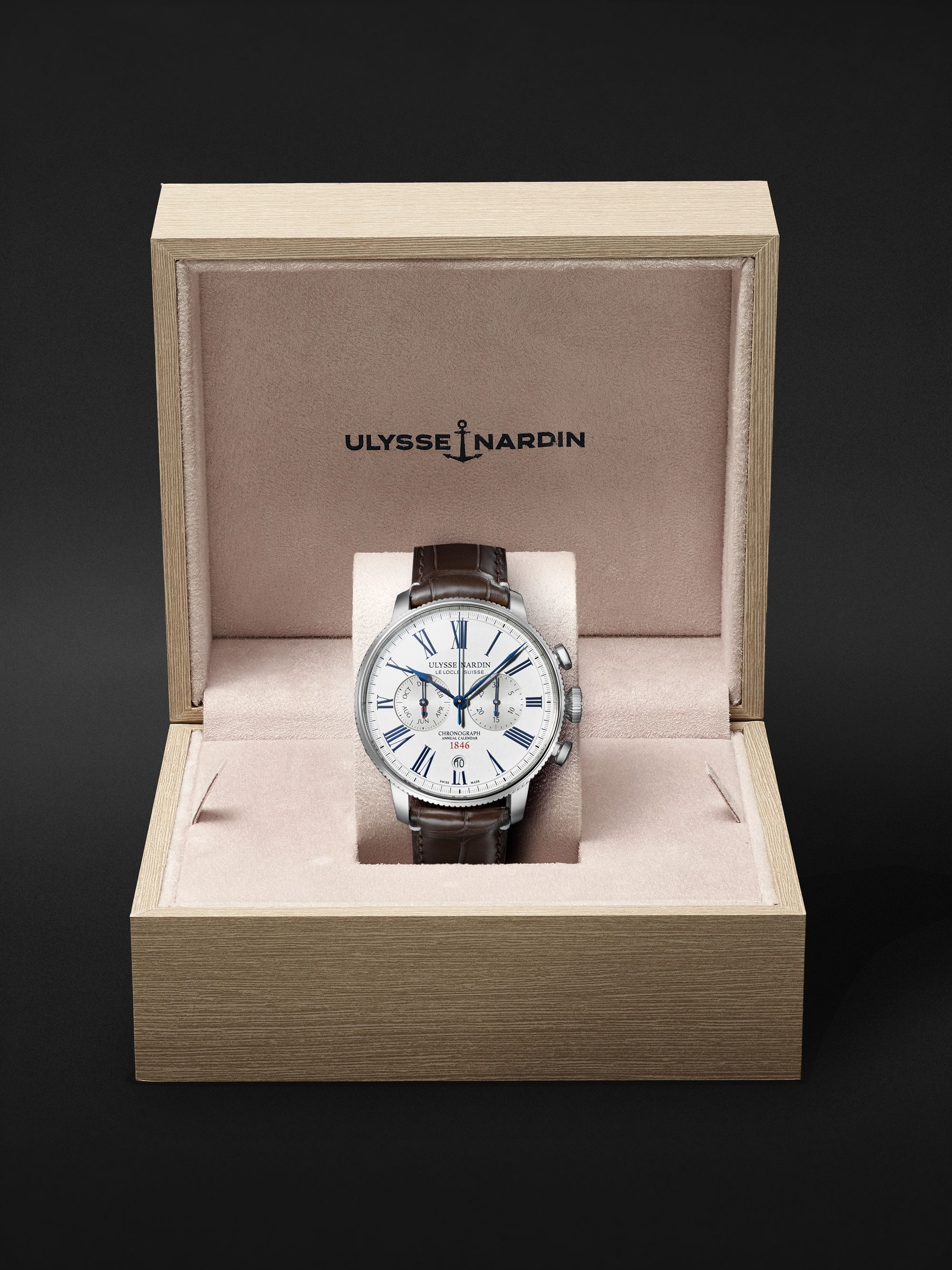 ULYSSE NARDIN Marine Torpilleur Annual Chronograph Limited Edition Automatic 44mm Stainless Steel and Croc-Effect Leather Watch, Ref. No. 1533-320LE-0A-175/1A