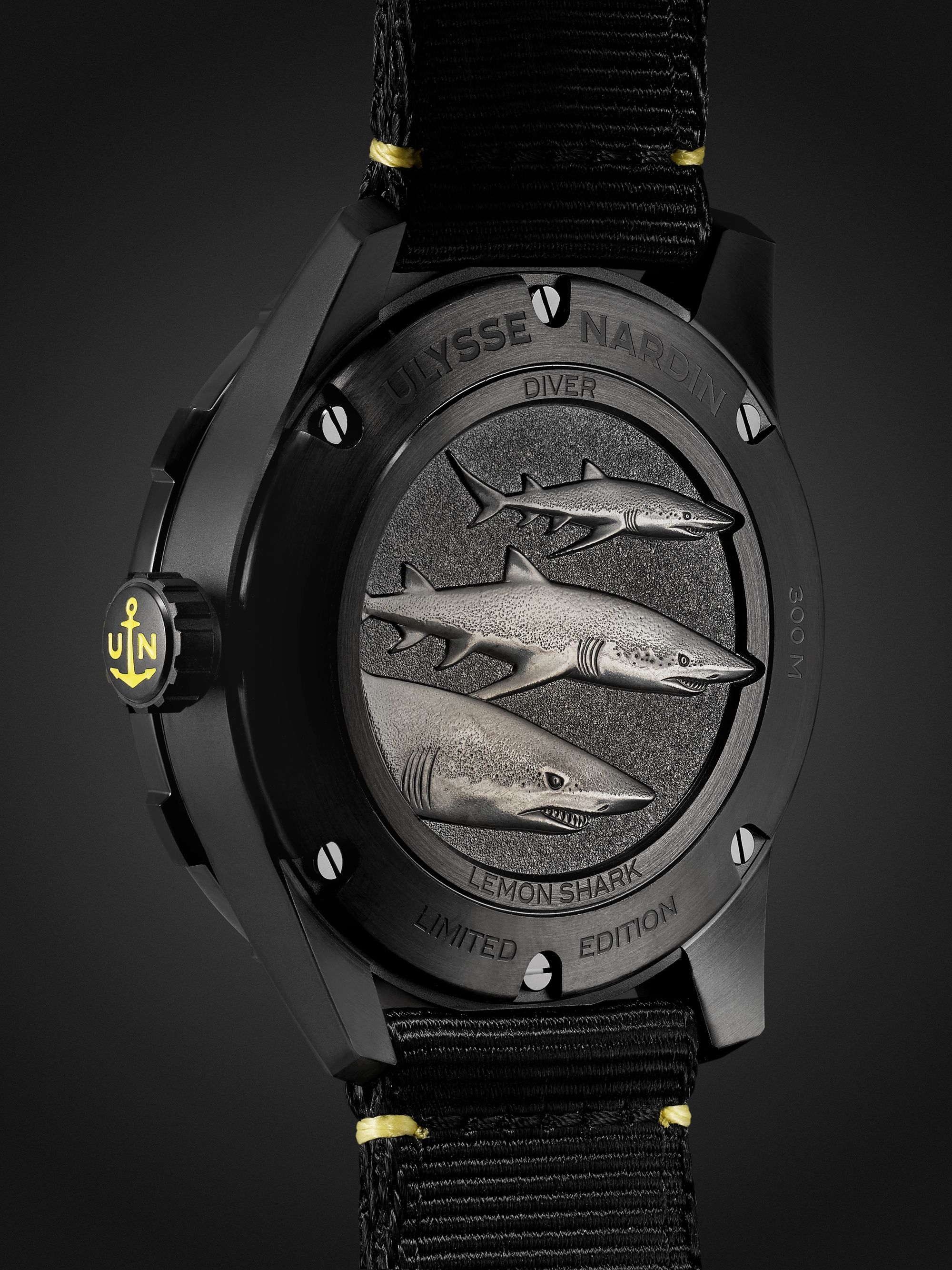 ULYSSE NARDIN Diver Limited Edition Automatic 42mm Blackened Stainless Steel and Webbing Watch, Ref. No. 8163-175LE/92