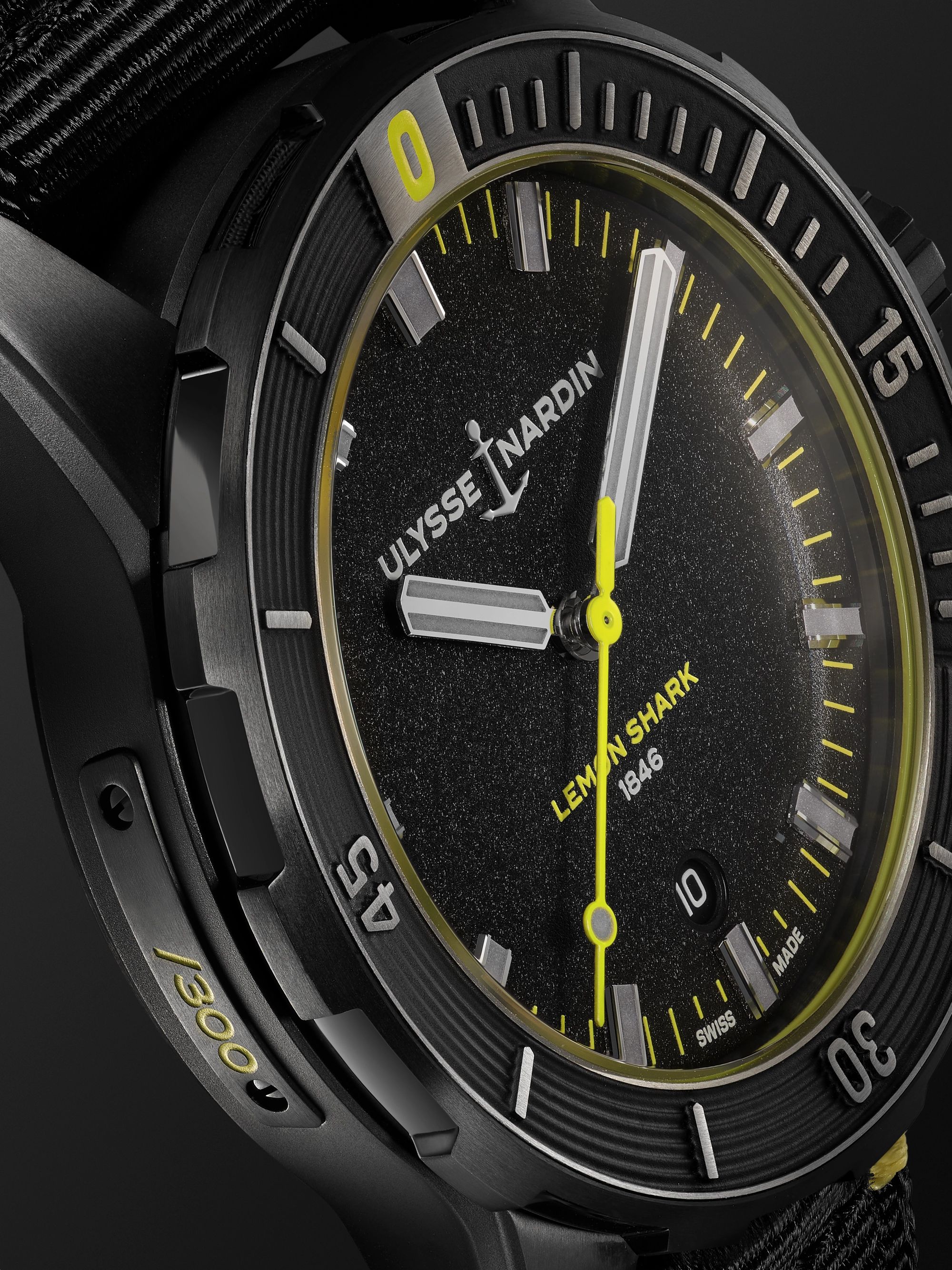 ULYSSE NARDIN Diver Limited Edition Automatic 42mm Blackened Stainless Steel and Webbing Watch, Ref. No. 8163-175LE/92
