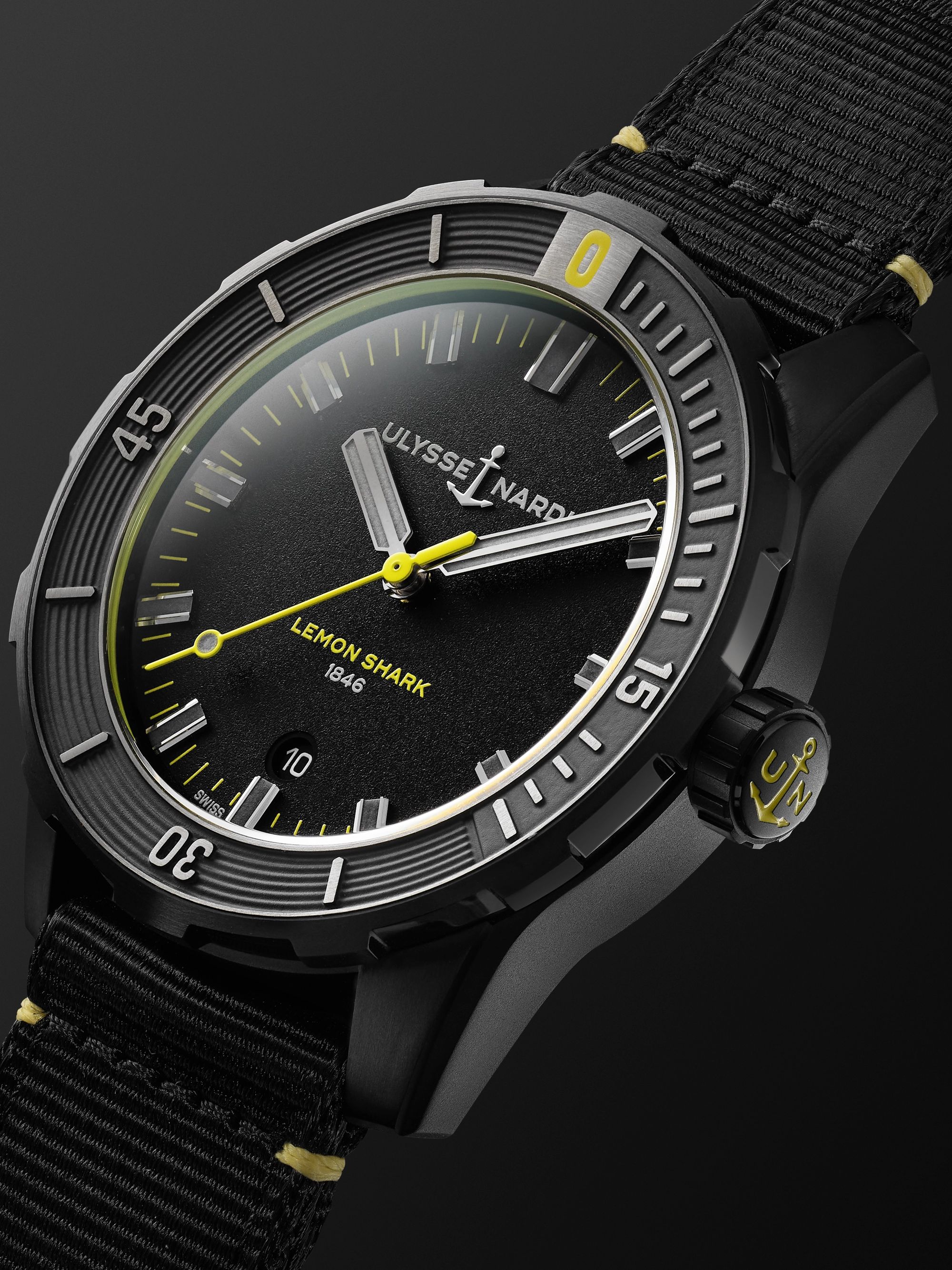 ULYSSE NARDIN Diver Limited Edition Automatic 42mm Blackened Stainless Steel and Webbing Watch, Ref. No. 8163-175LE/92