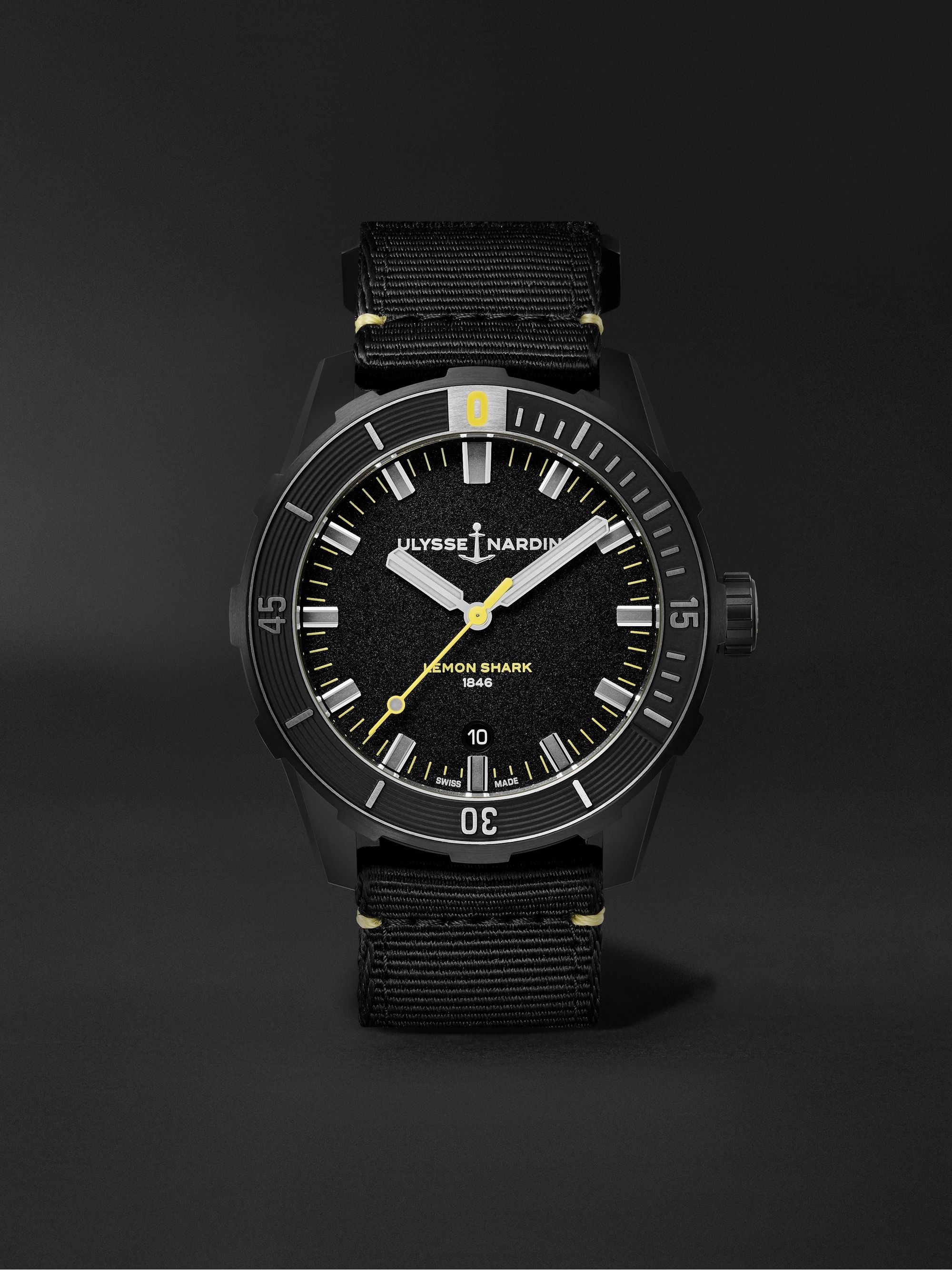 ULYSSE NARDIN Diver Limited Edition Automatic 42mm Blackened Stainless Steel and Webbing Watch, Ref. No. 8163-175LE/92