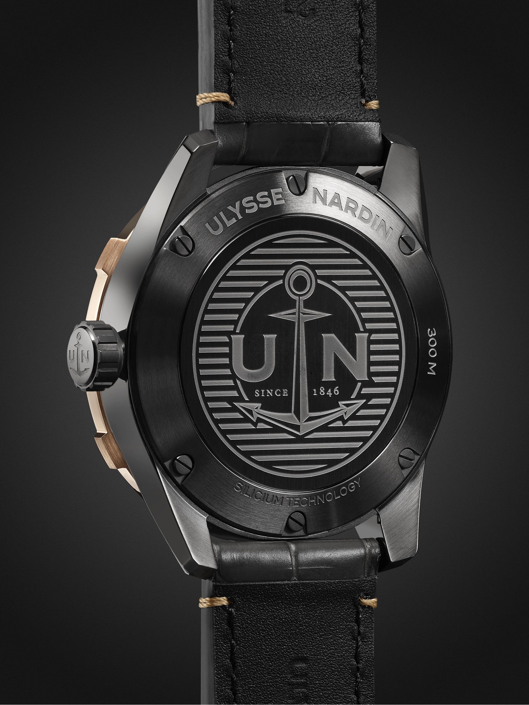 ULYSSE NARDIN Diver Automatic 42mm Stainless Steel, PVD-Plated and Alligator Watch, Ref. No. 8163-175/GREY-5N