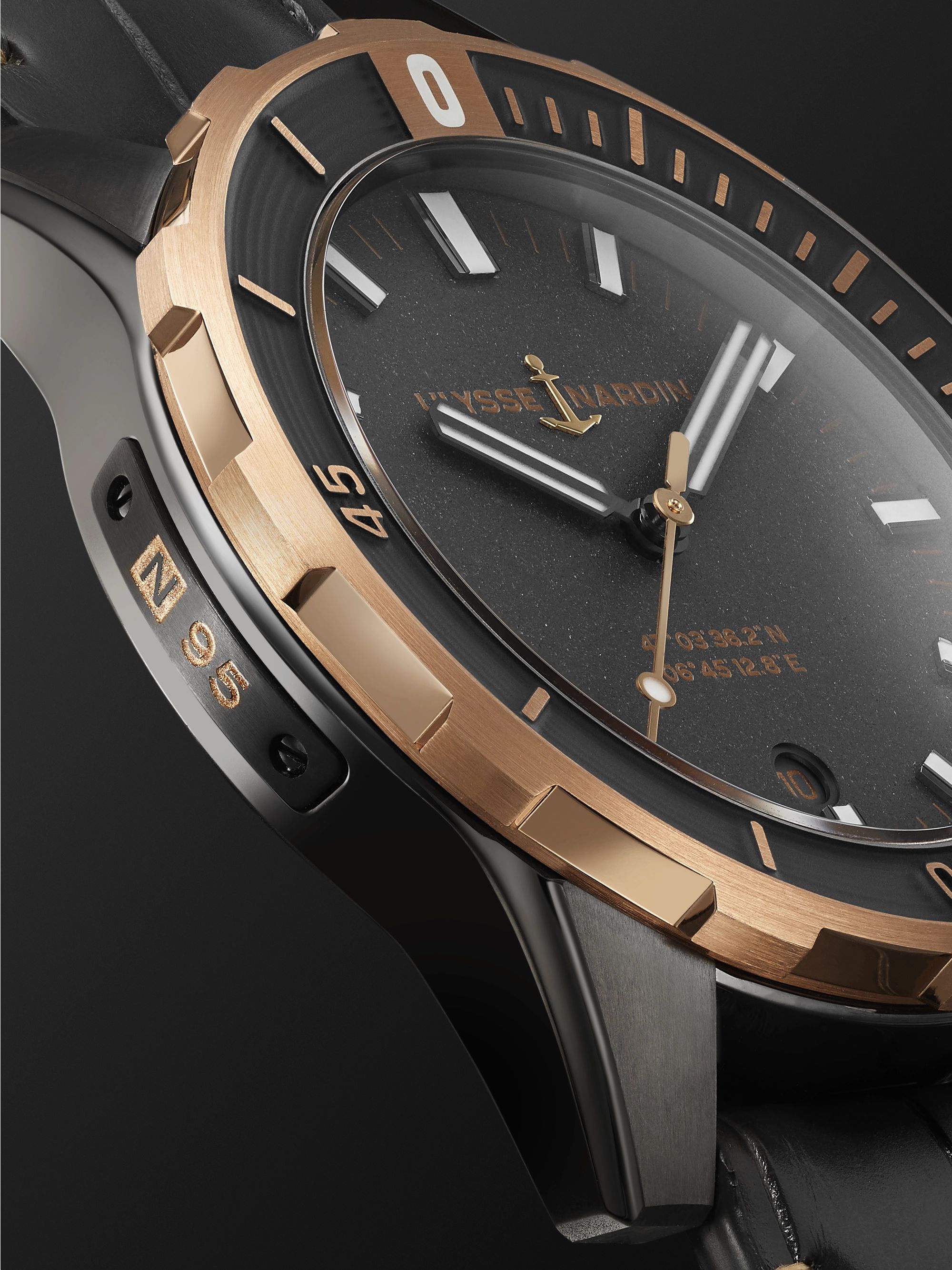 ULYSSE NARDIN Diver Automatic 42mm Stainless Steel, PVD-Plated and Alligator Watch, Ref. No. 8163-175/GREY-5N