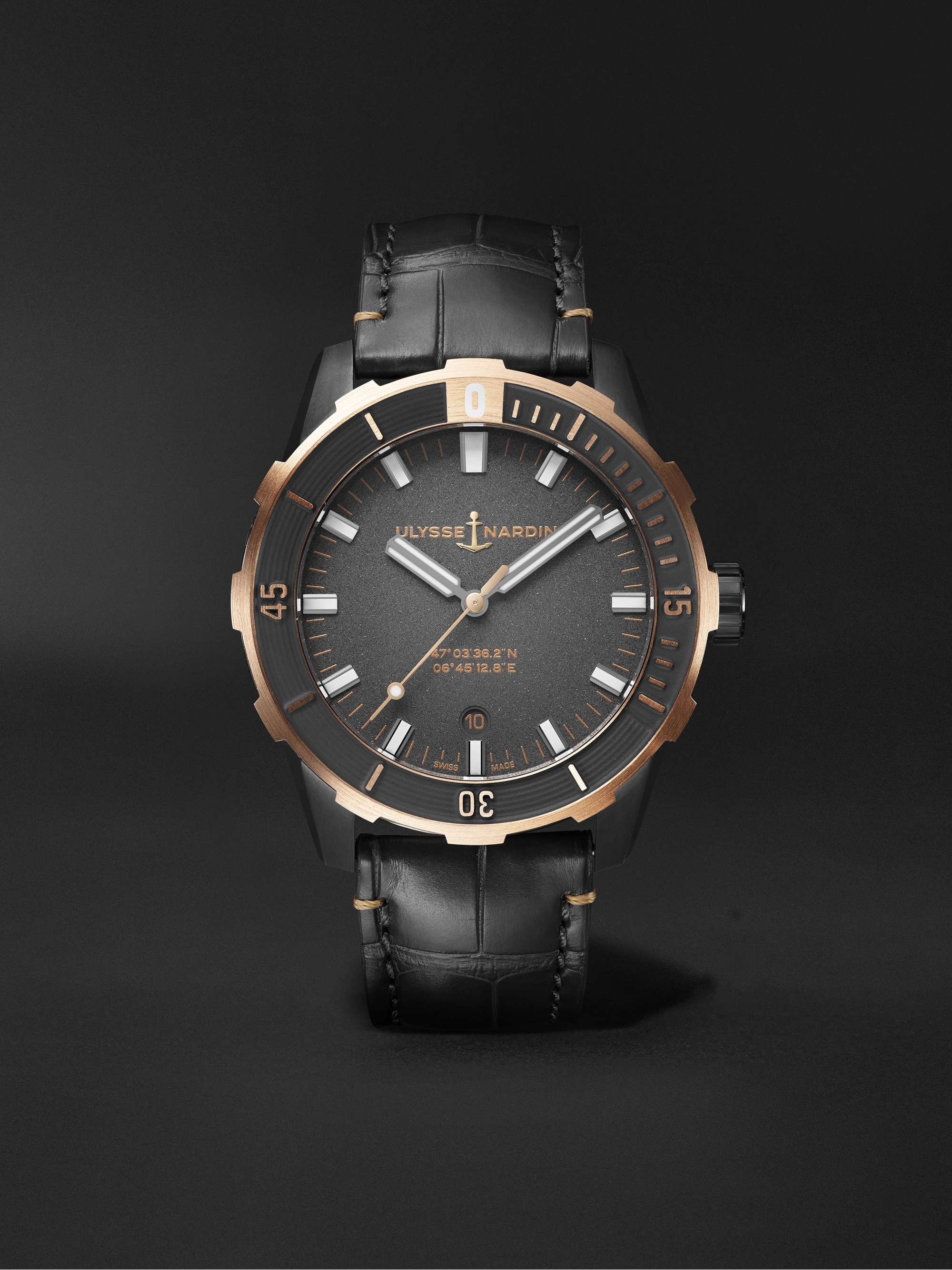 Orologio automatico 42 mm in acciaio inossidabile con cinturino in pelle scamosciata Diver Chronometer N. rif. 1183 170 3 93 ULYSSE NARDIN da uomo MR PORTER