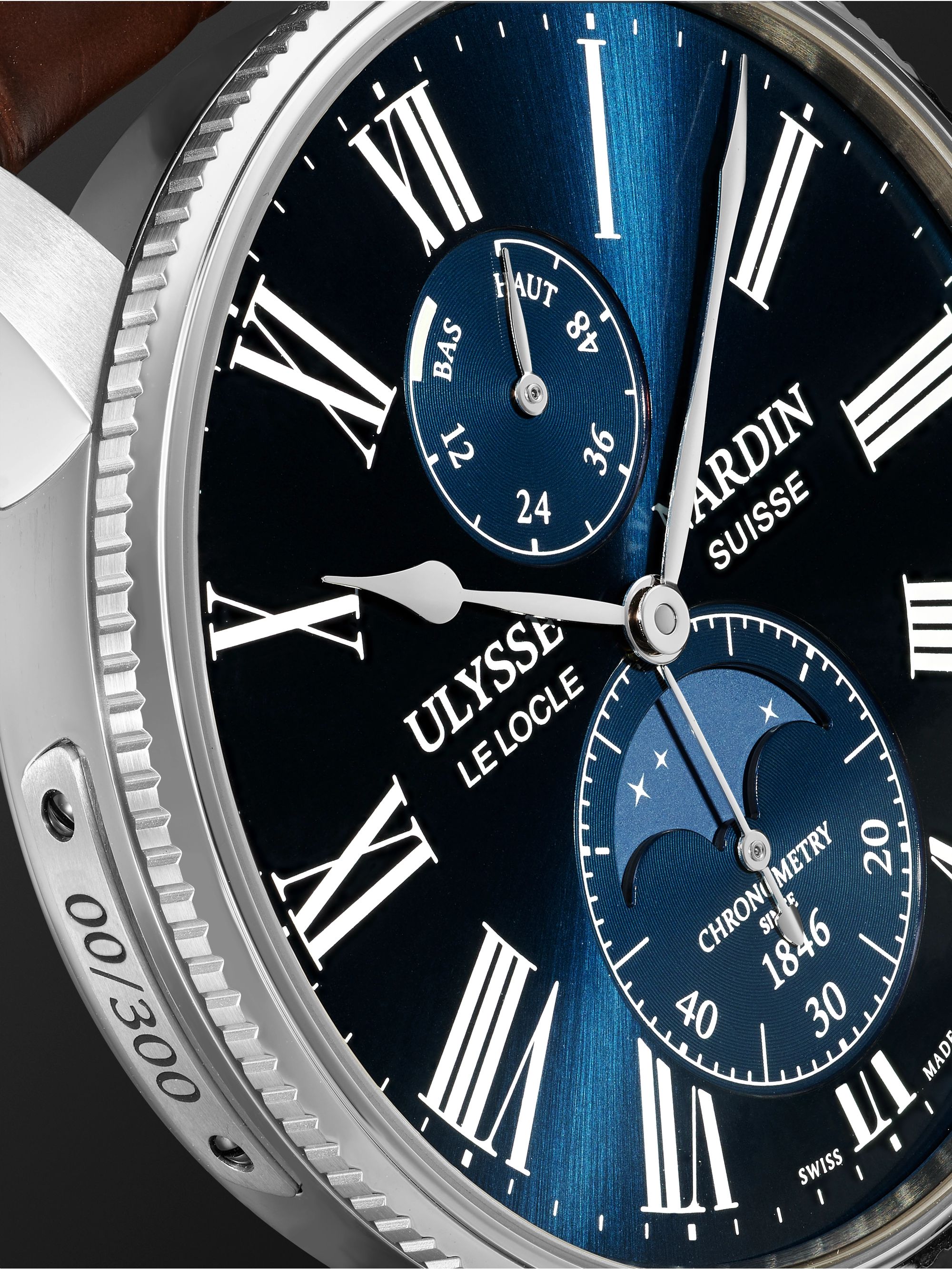 ULYSSE NARDIN Marine Torpilleur Automatic Moon-Phase 42mm Stainless Steel and Alligator Watch, Ref. No. 1193-310LE-3A-175/1B