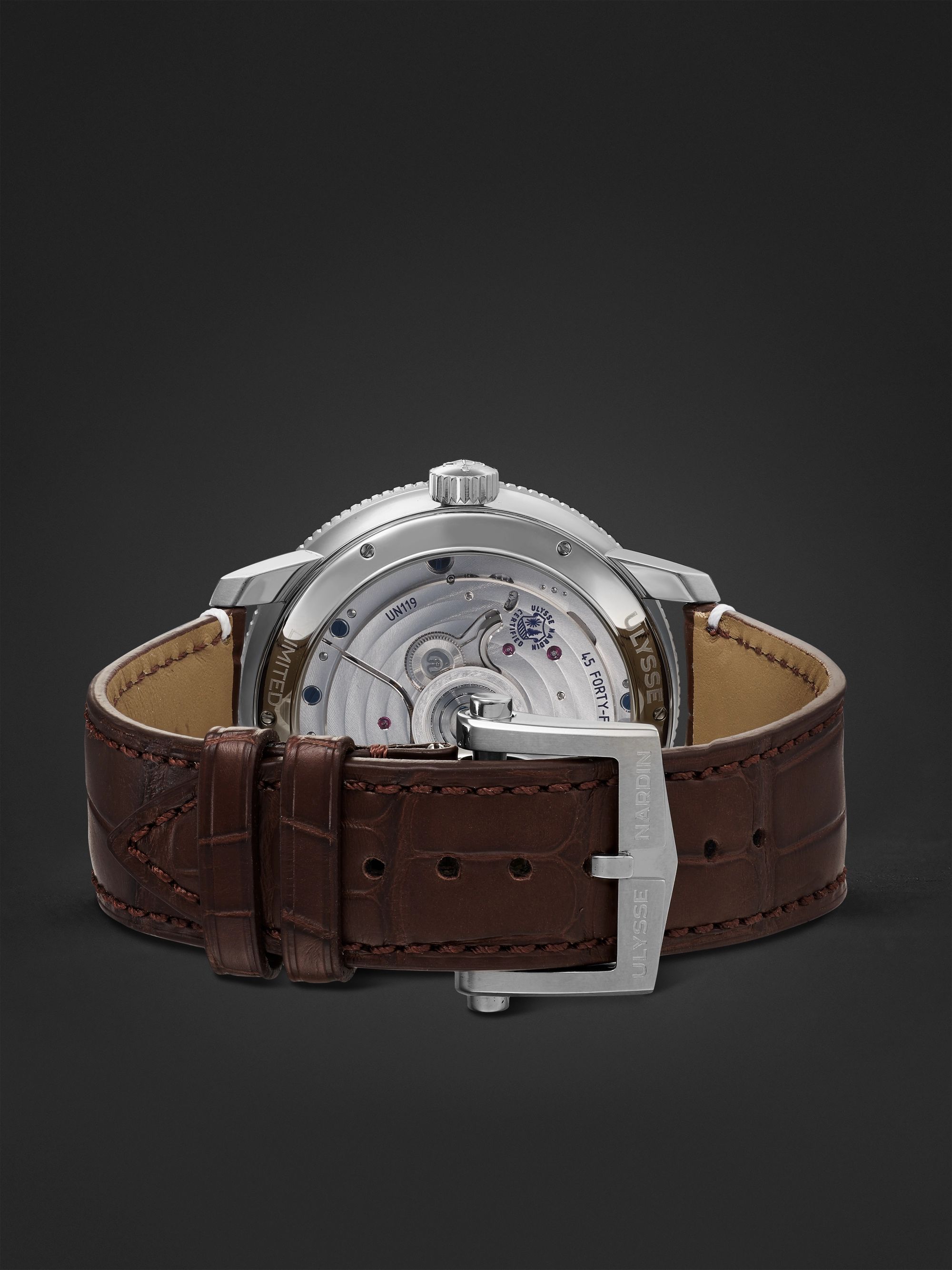 ULYSSE NARDIN Marine Torpilleur Automatic Moon-Phase 42mm Stainless Steel and Alligator Watch, Ref. No. 1193-310LE-3A-175/1B