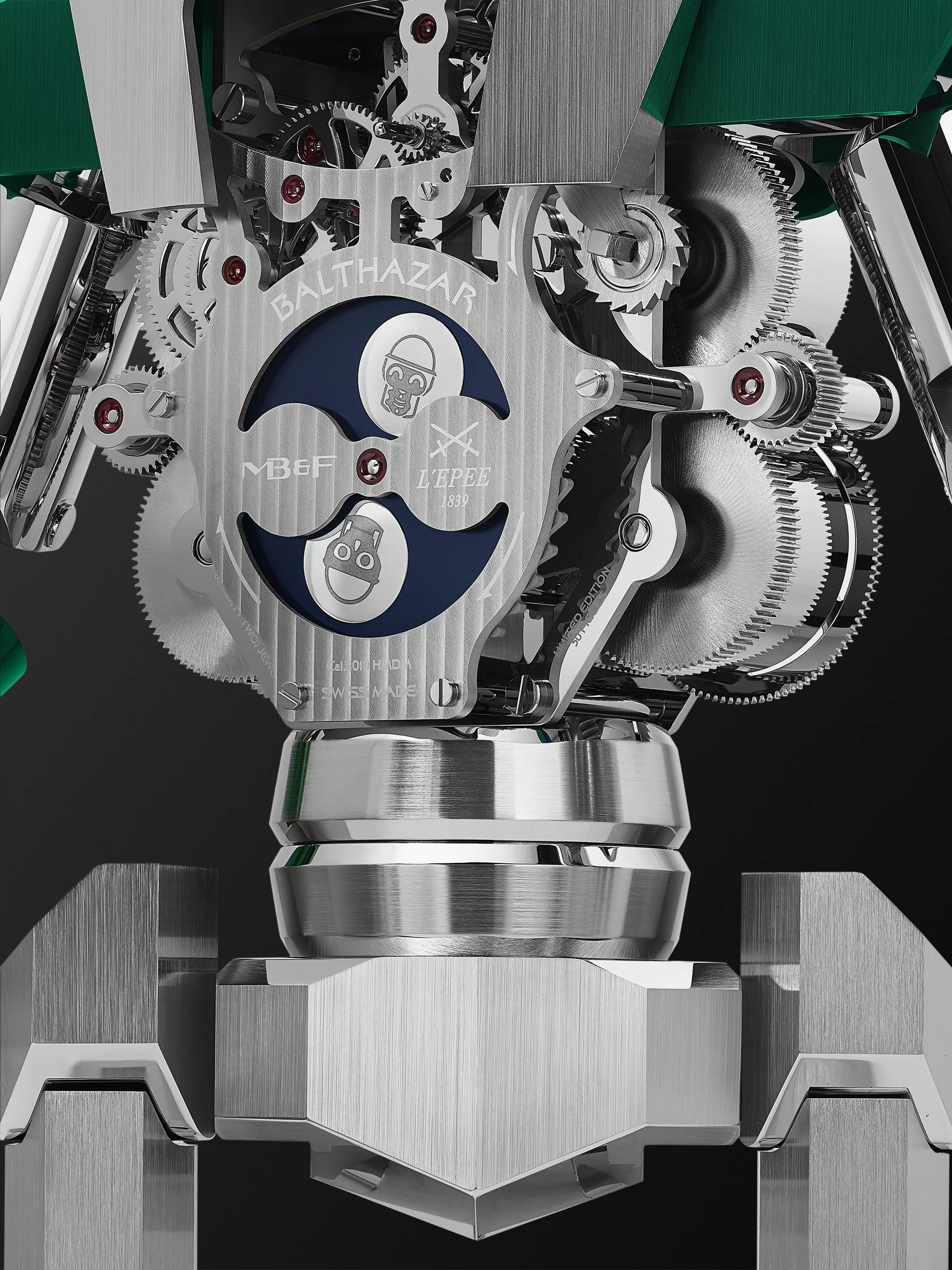 MB&F + L'Epée 1839 Balthazar Limited Edition Palladium-Plated Polished-Brass Table Clock, Ref. No. 50.6803/301