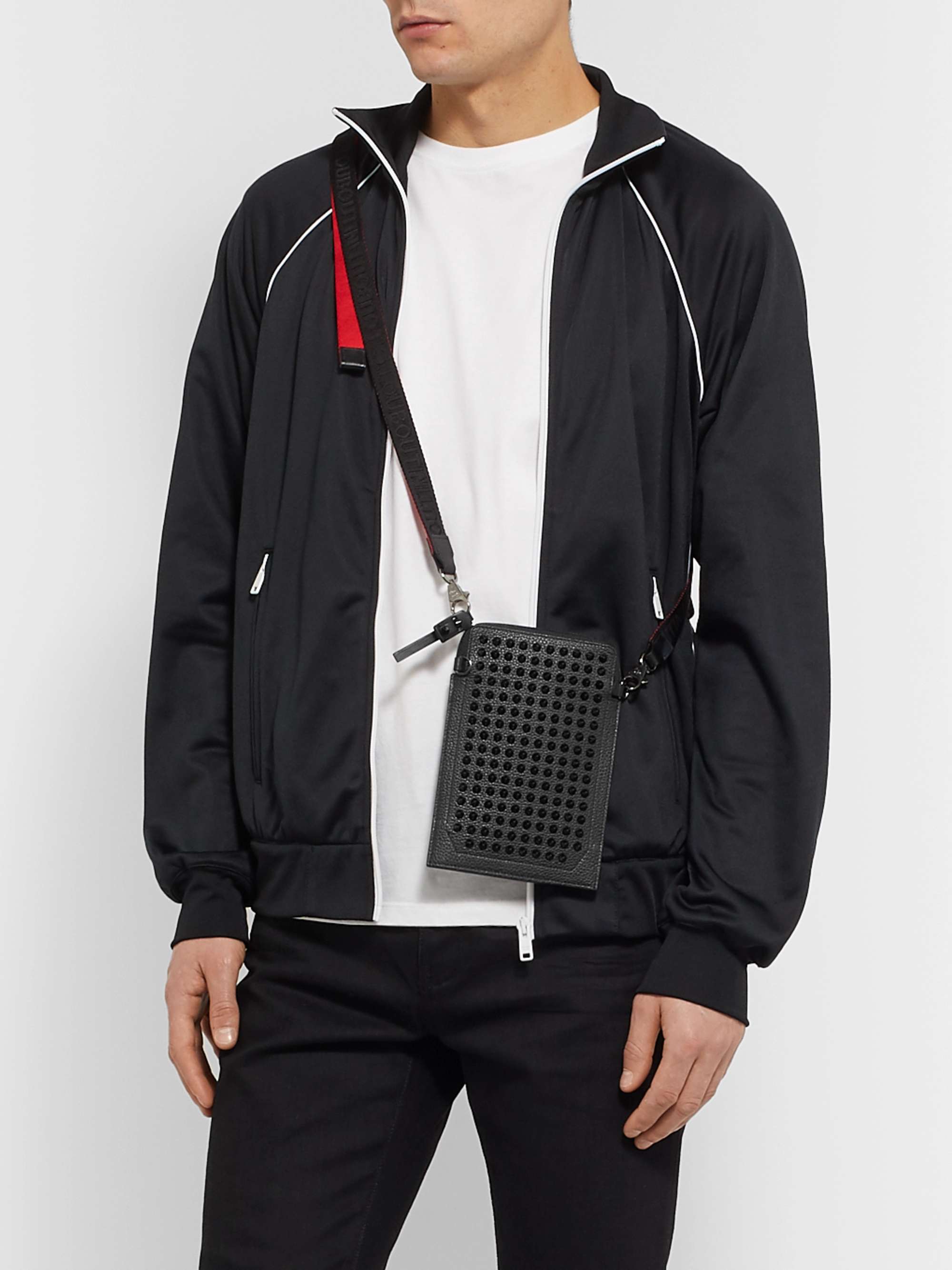 CHRISTIAN LOUBOUTIN Studded Full-Grain Leather Messenger Bag