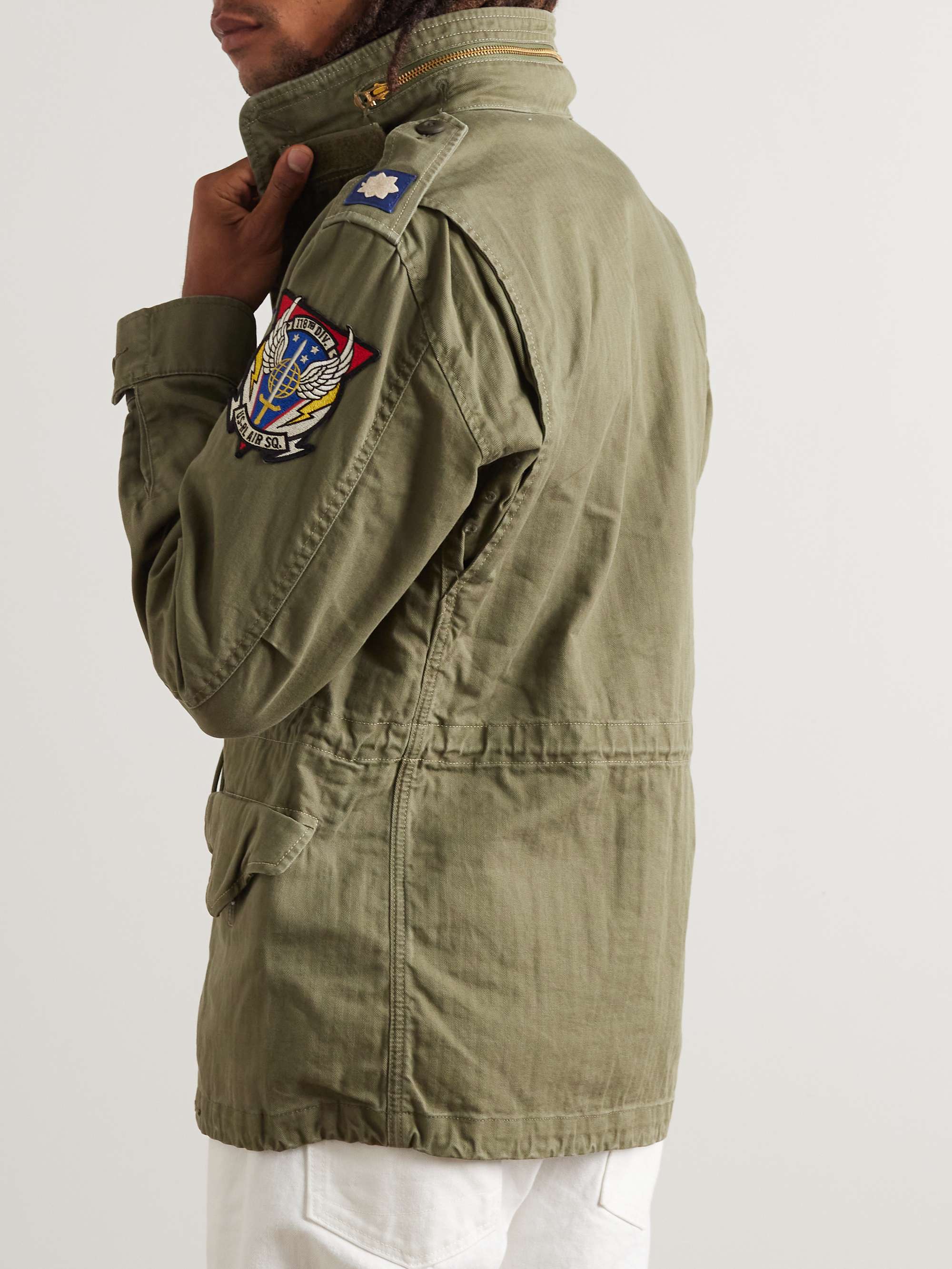 POLO RALPH LAUREN M65 Logo-Appliquéd Herringbone Cotton Field Jacket