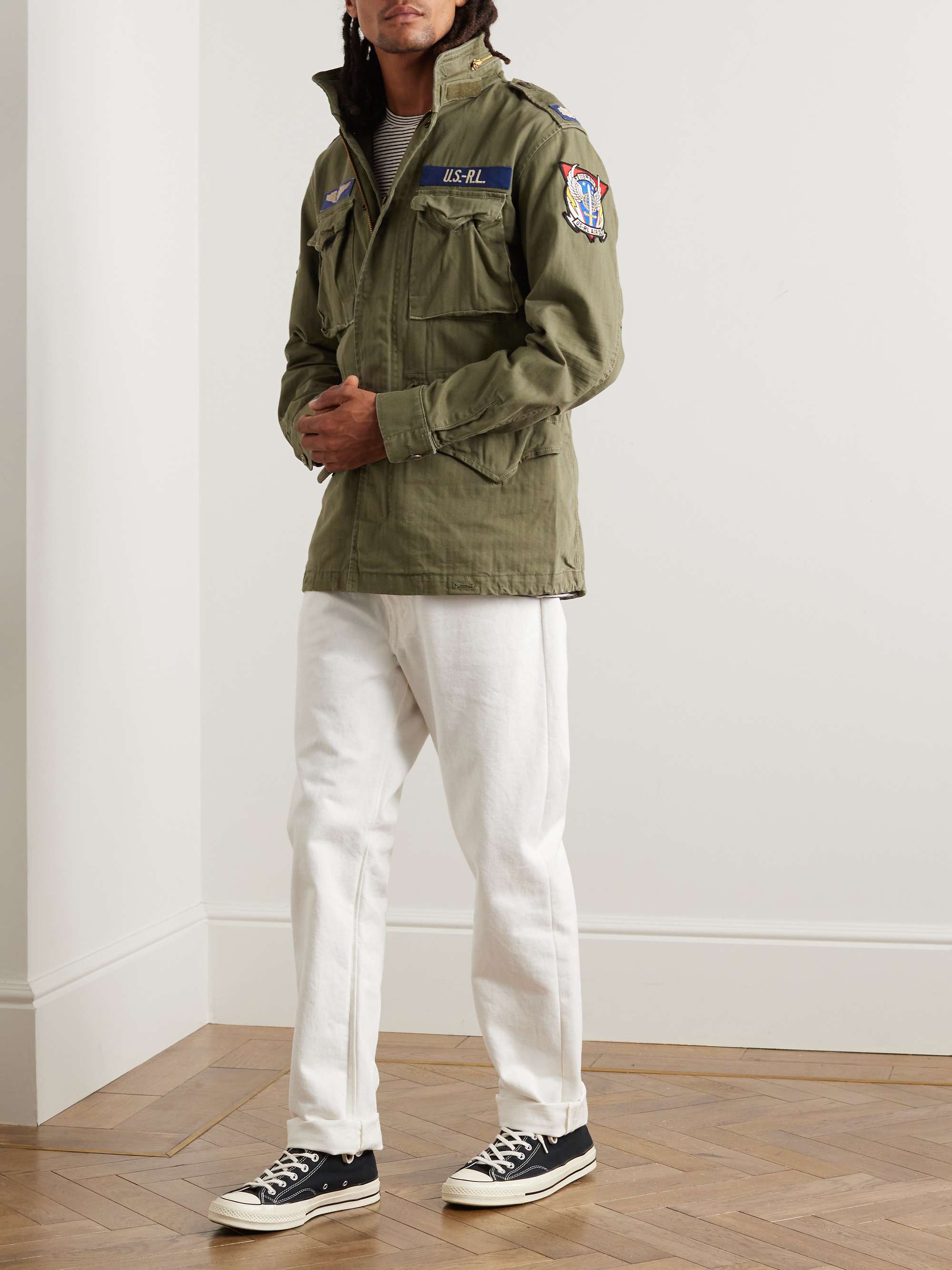 M65 Logo-Appliquéd Herringbone Cotton Field Jacket