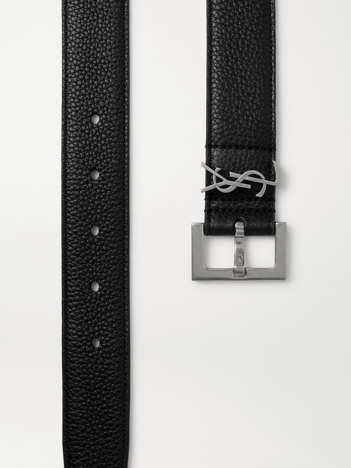 Shop Saint Laurent 3cm Full-grain Leather Belt In Black